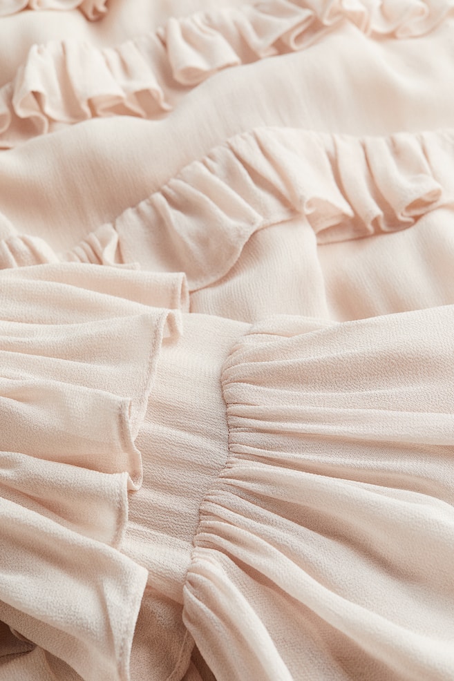 Frill-trimmed chiffon blouse - Powder pink - 6