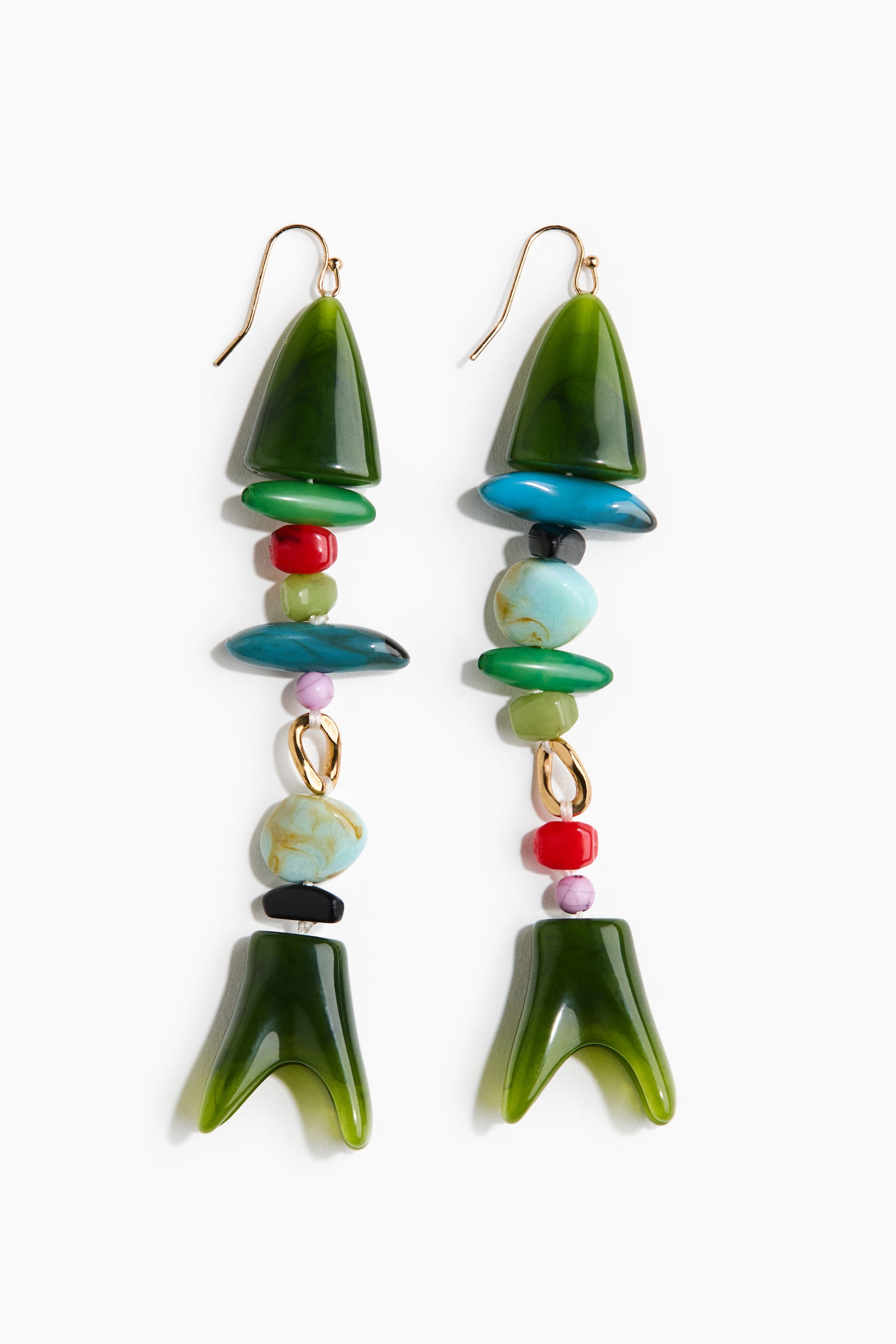 Fish-shaped dangle earrings - Green/Marbled - 1
