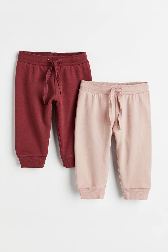 2-pack cotton joggers - Light pink/Dark red/Dark beige/Natural white marl/Blue/Light grey marl