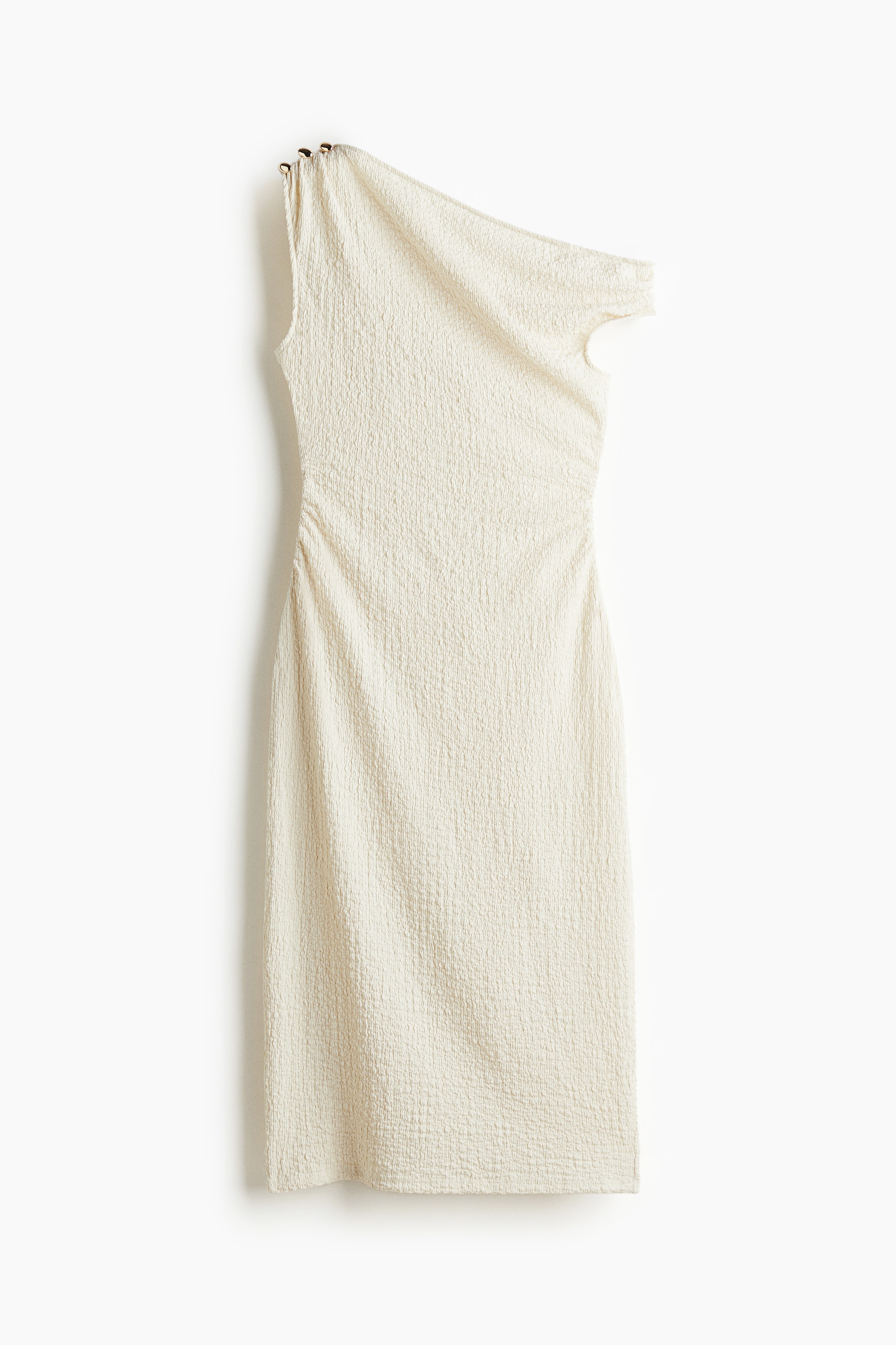 Vestido drapeado de un hombro - Crema/Rojo oscuro/Café oscuro