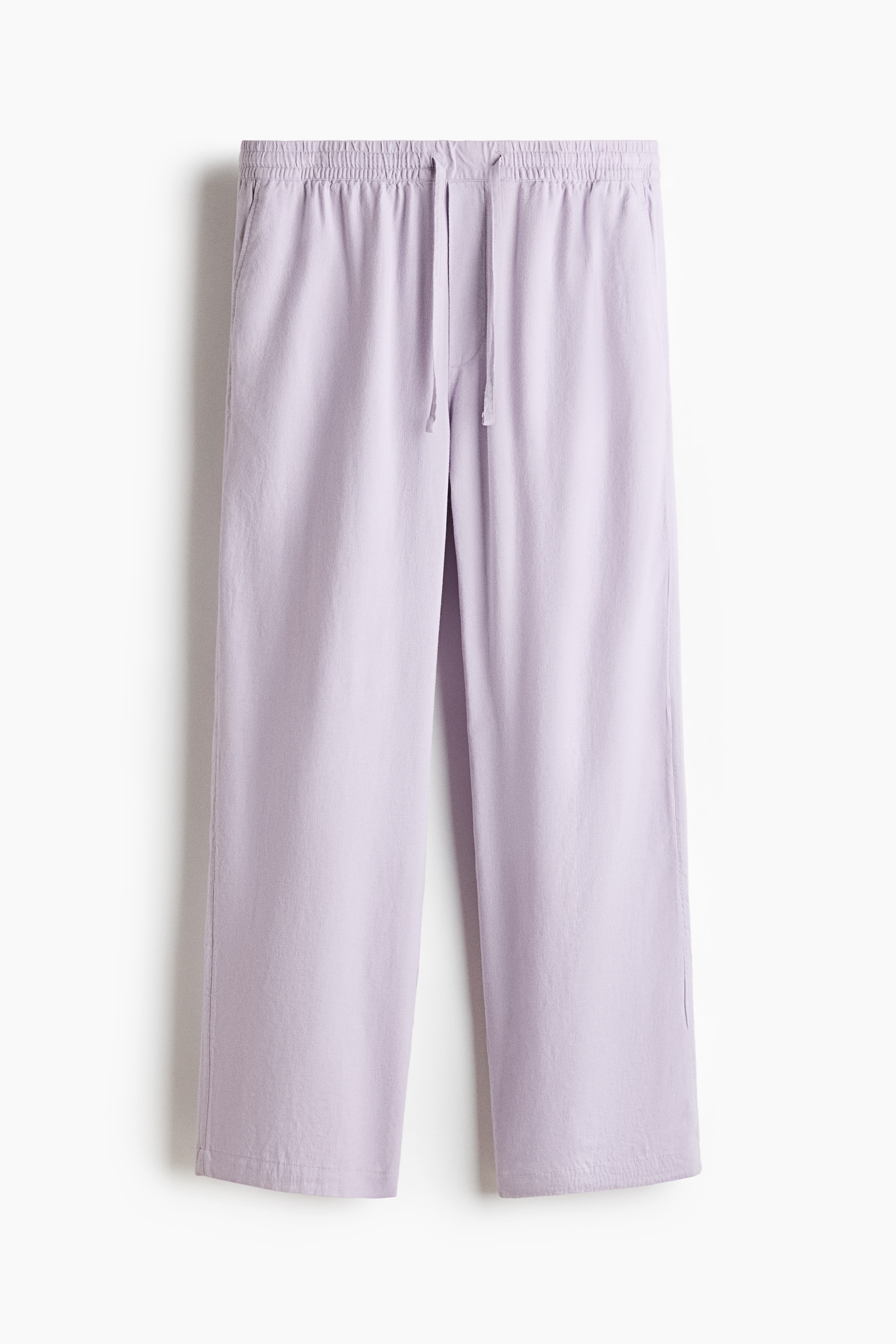 Relaxed Fit Linen-blend trousers - Light purple/White/Black/White/Striped