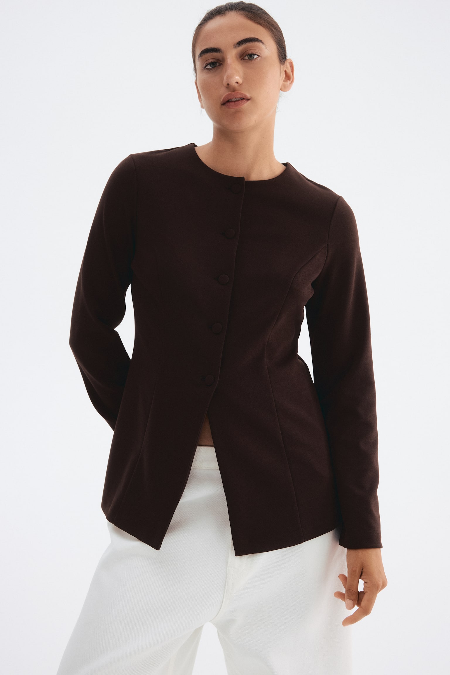 Áo blazer interlock - Màu nâu đậm - 5