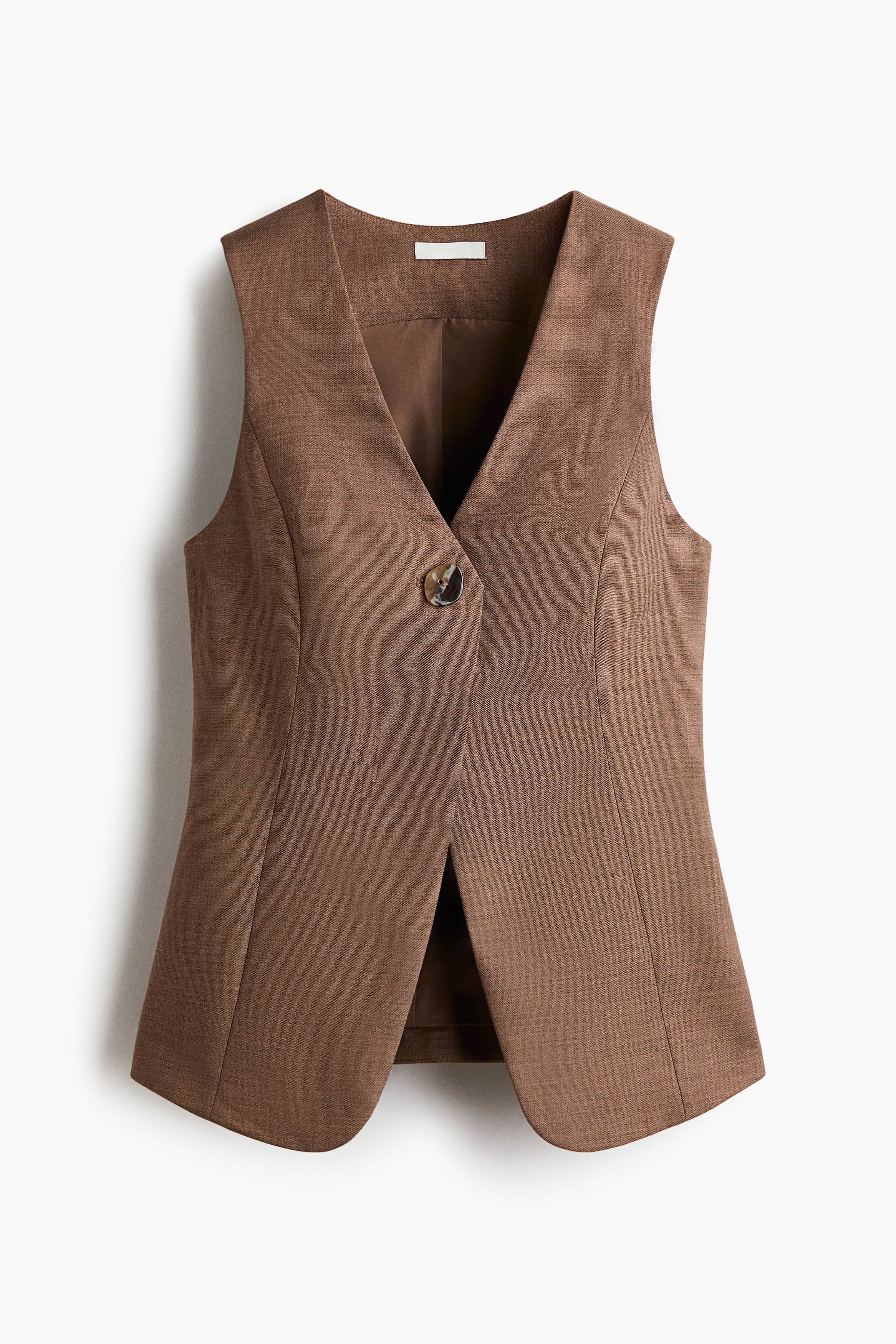 Chaleco de cuello en V - Café/Crema/Negro