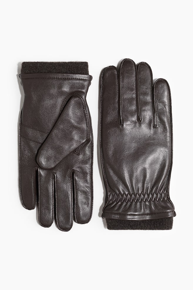Leather gloves - Dark brown/Black - 1