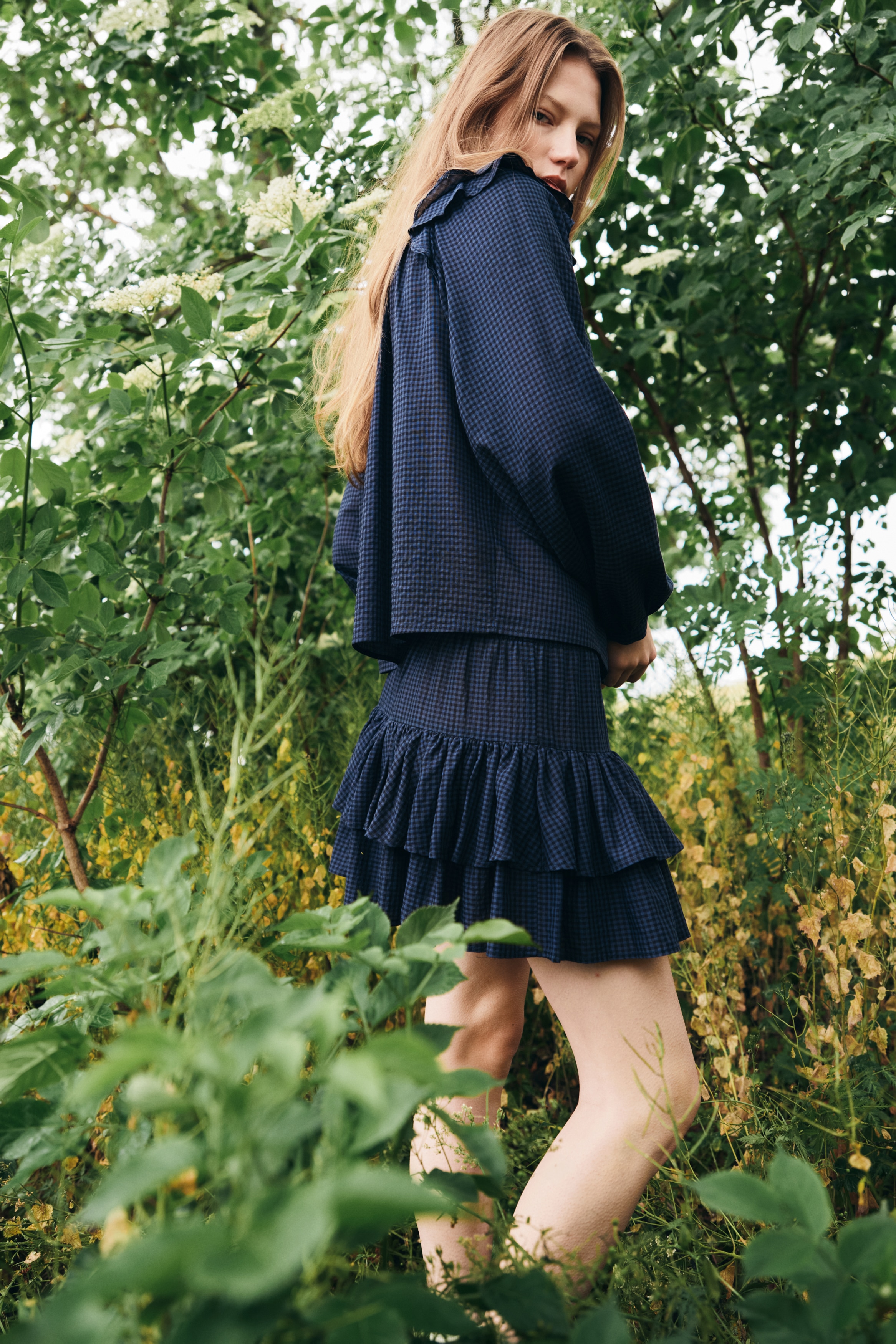 Tiered drawstring skirt