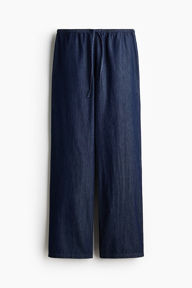 Denim drawstring trousers - Dunkles Denimblau - 1