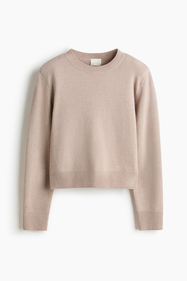 Shoulder-Pad Sweater - Light taupe/Beige/Dark brown - 1