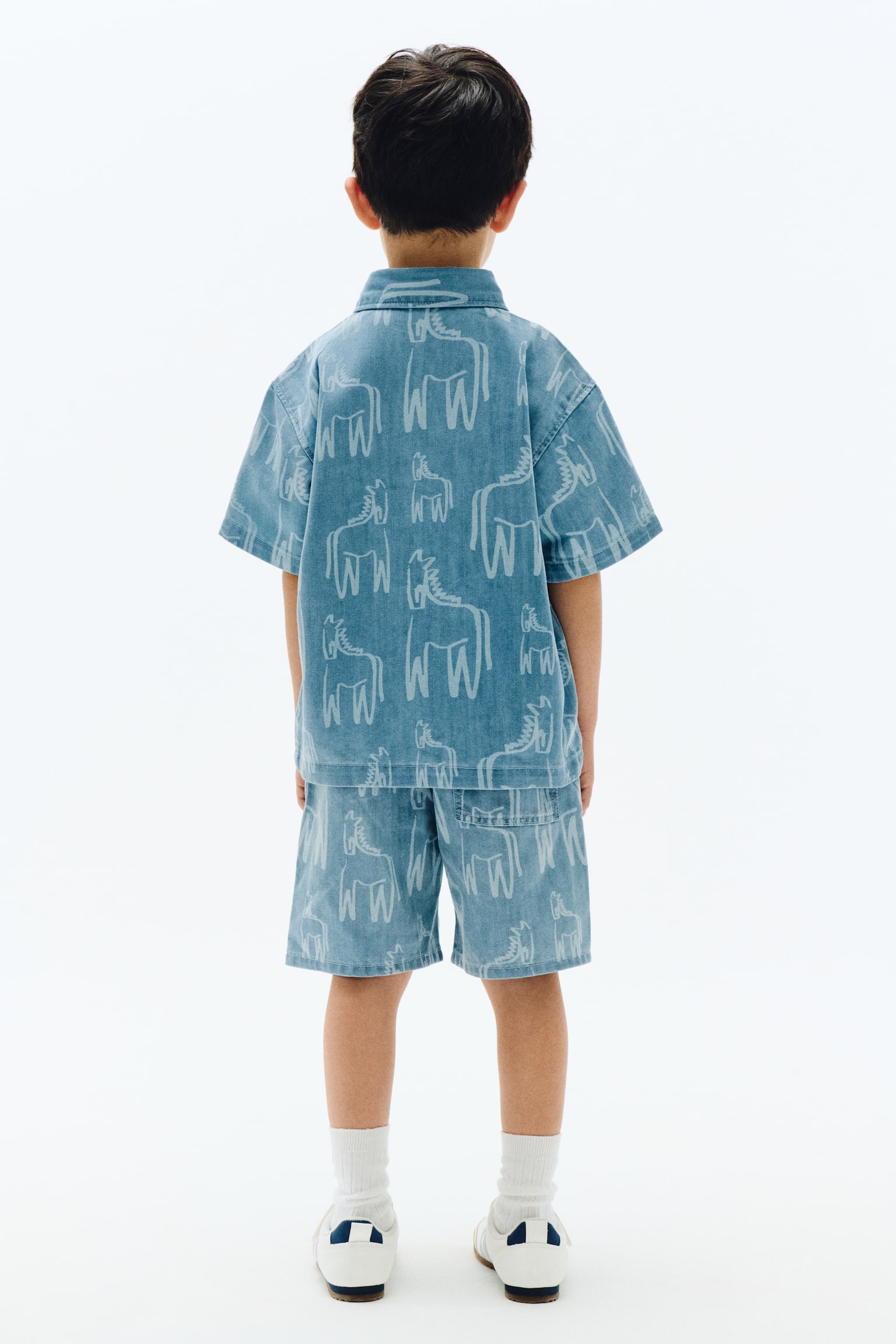 Printed denim shirt - Denim blue/Horses - 5