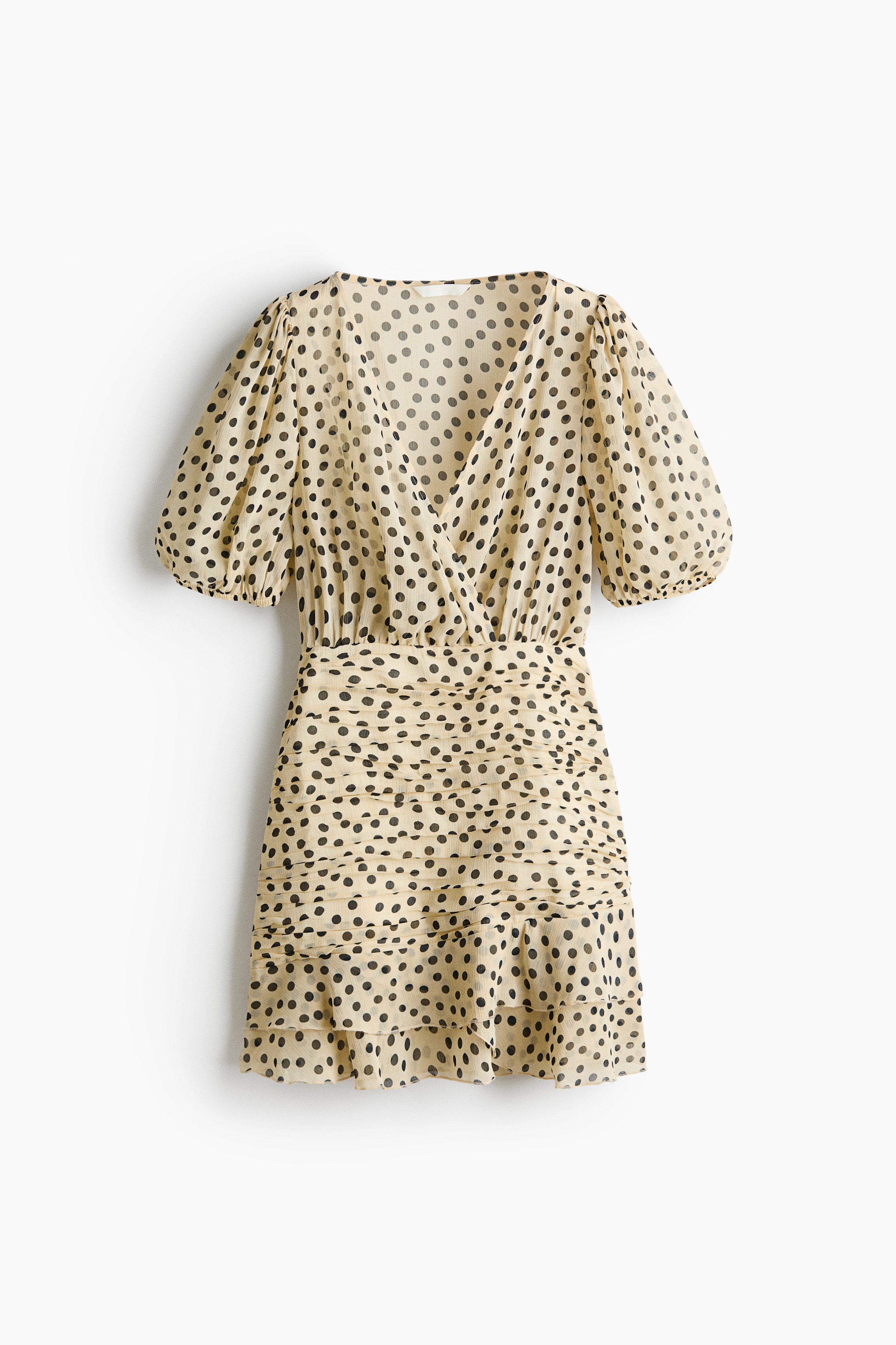 Gedrapeerde jurk - Lichtbeige/stippen