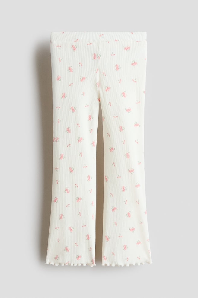 Ausgestellte Leggings - Weiß/Rosa geblümt/Schwarz/Beige/Leopardenprint/Hellrosa/Einhörner/Hellrosa/Kirschen - 1