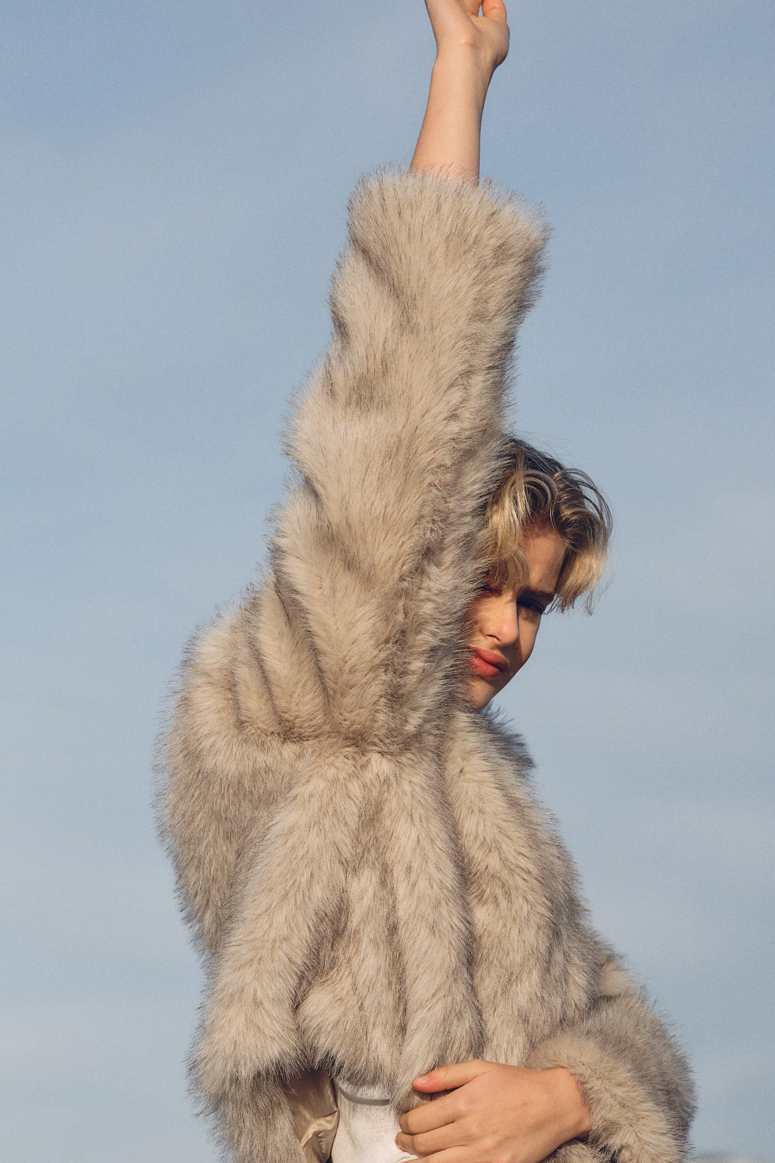 Cropped fluffy jacket - Beige/Brown/Leopard print - 1