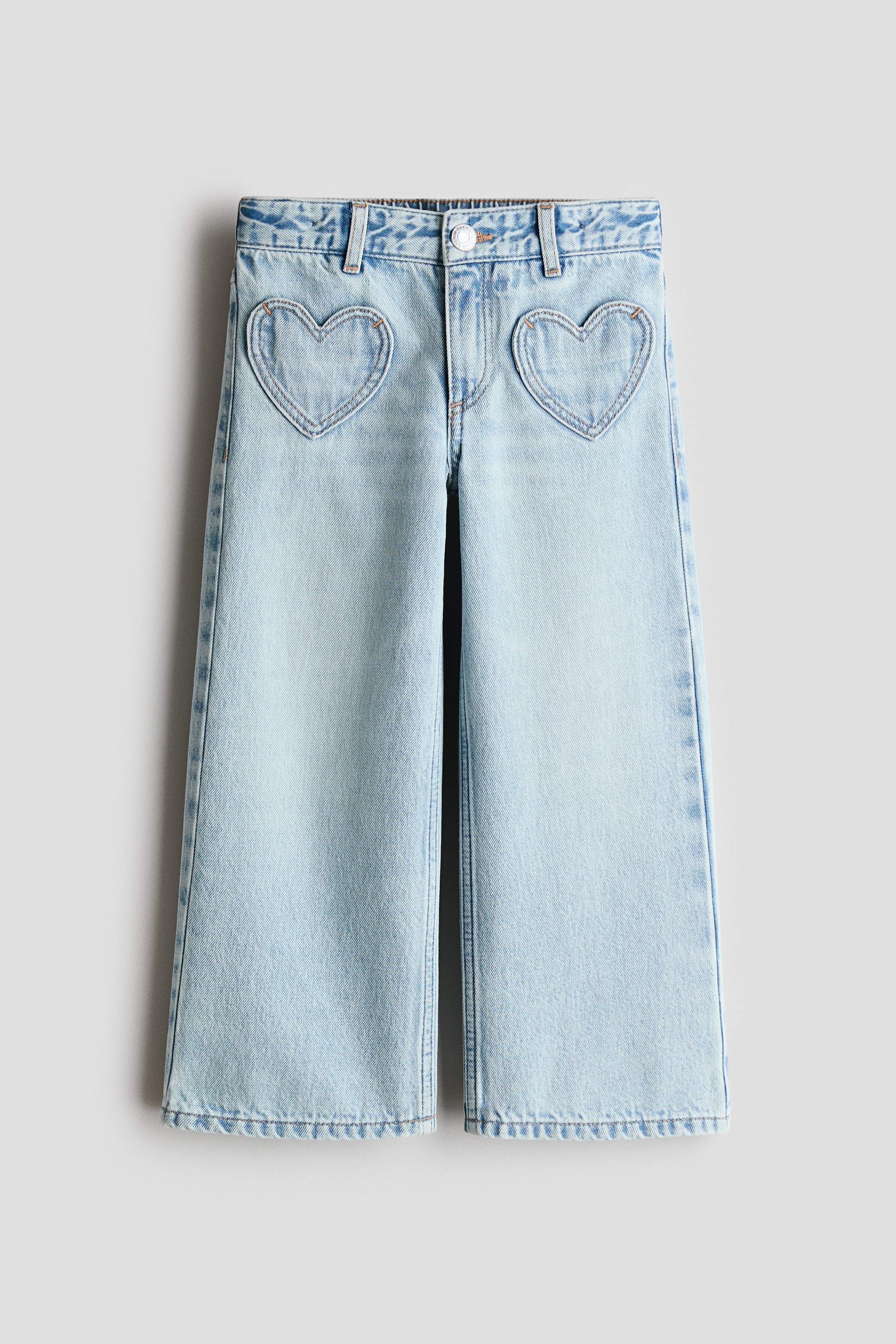 Wide Leg Jeans có hoạ tiết - Màu xanh denim nhạt