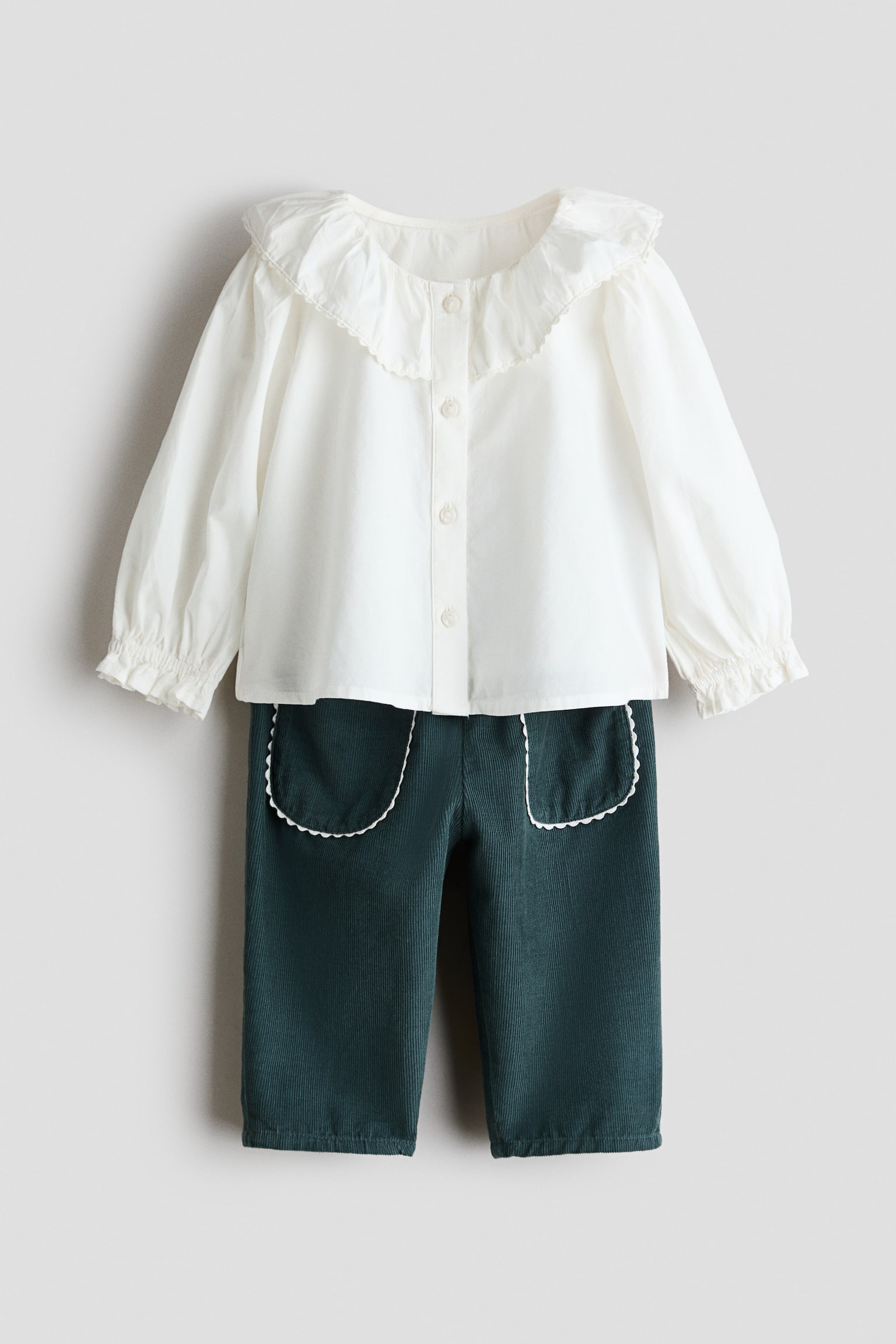 Детские комплекты H&M 2-Piece Cotton Set, цвет: Бирюзовый / Белый — фото 1