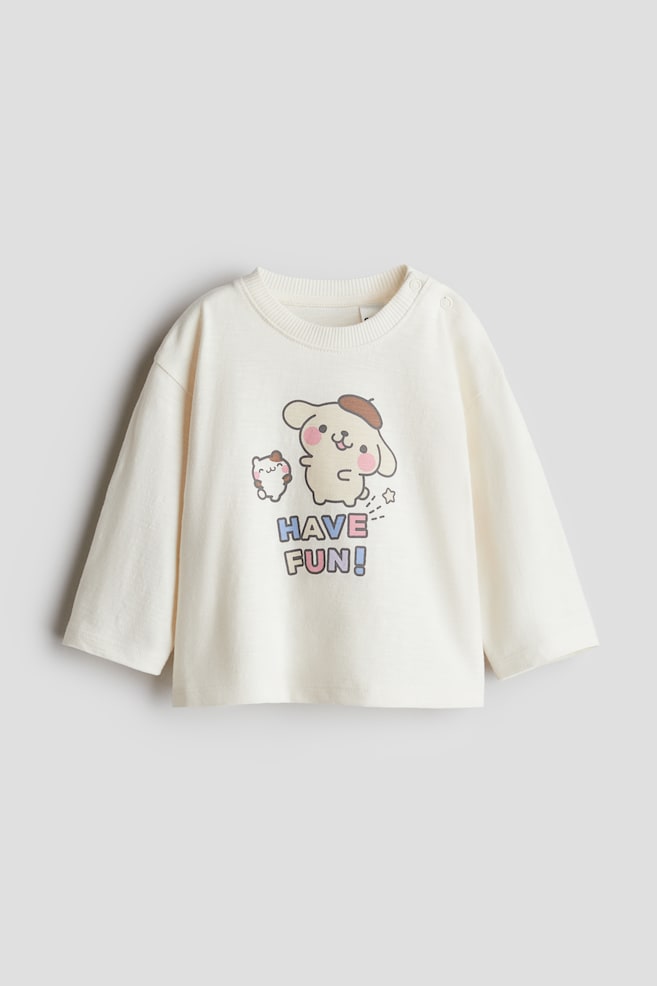 Print-motif jersey top - Cream/Pompompurin/Grey/My Melody - 1