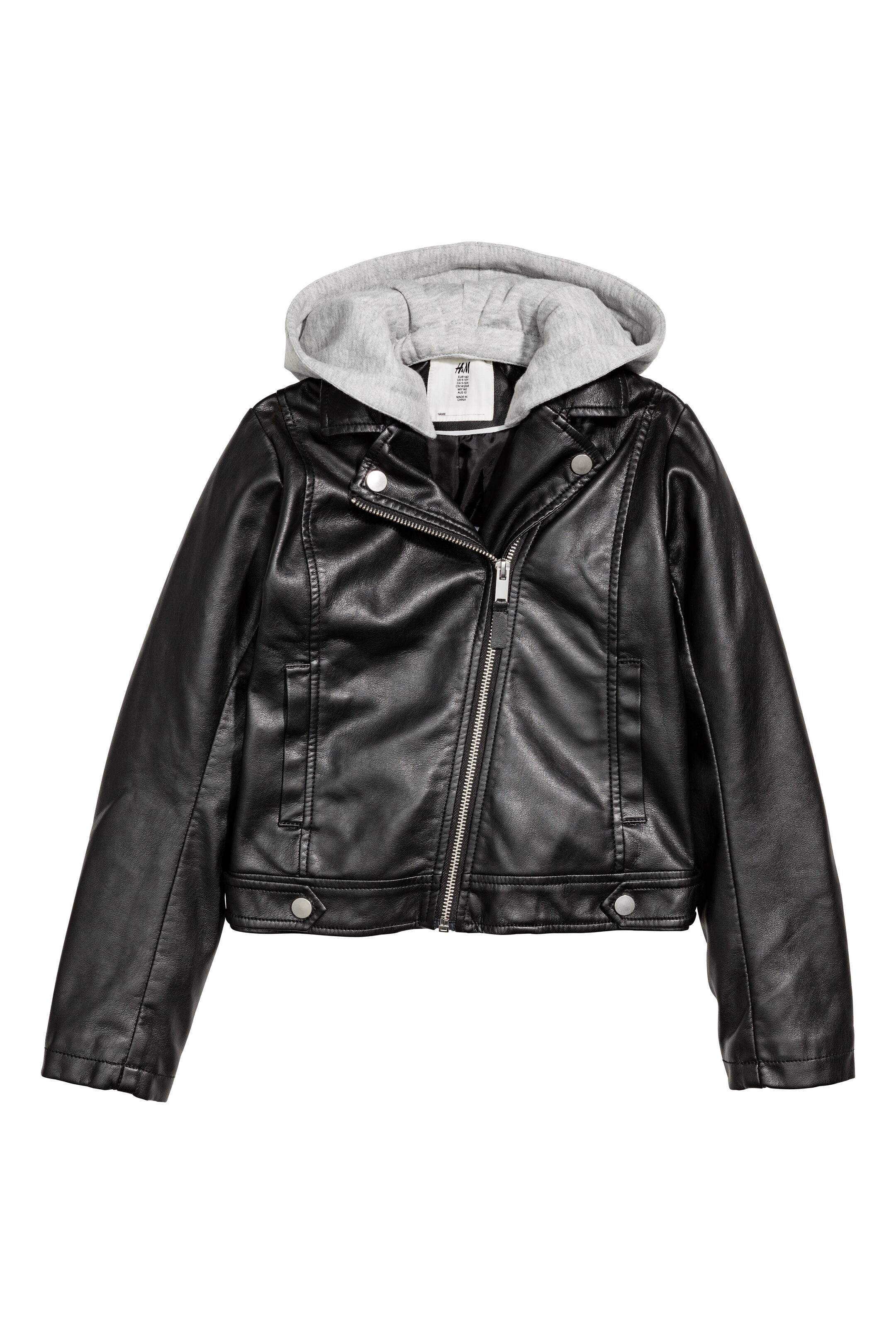 View larger image: Hooded biker jacket - Black - Kids | H&M GB 1