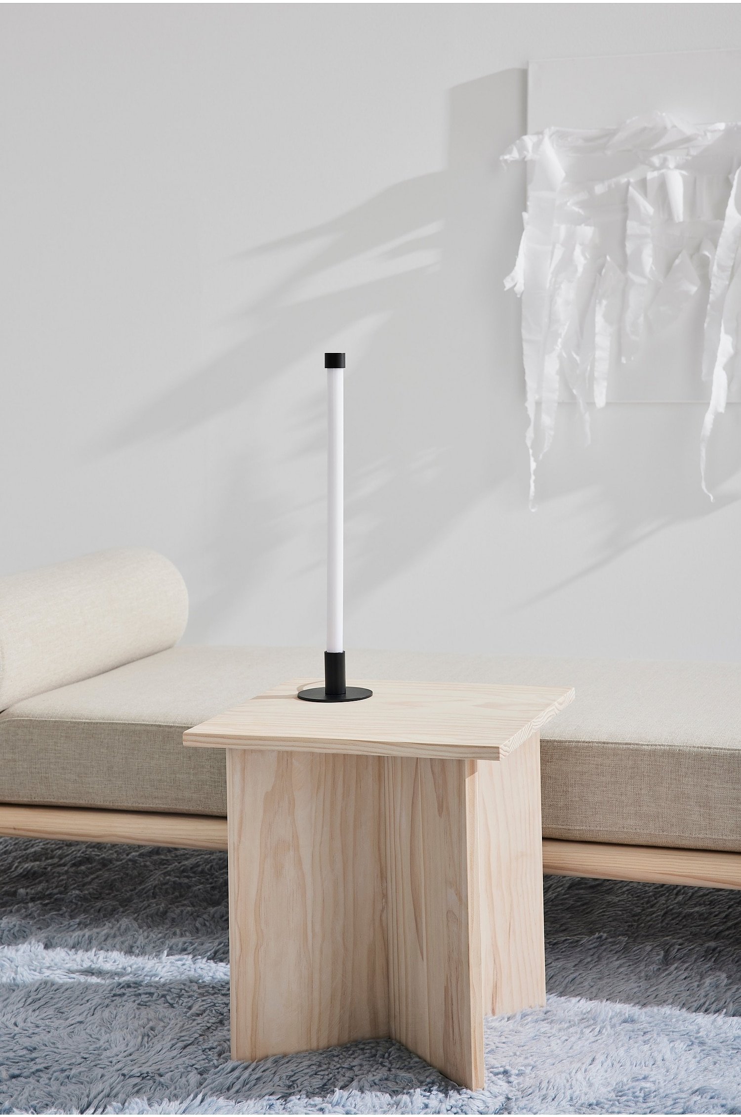 Bonjour Side Table - White Soap/Walnut Finish