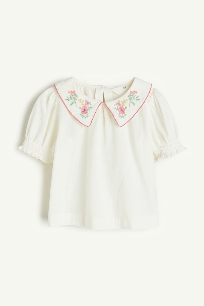 Embroidered-motif blouse - Cream - 1