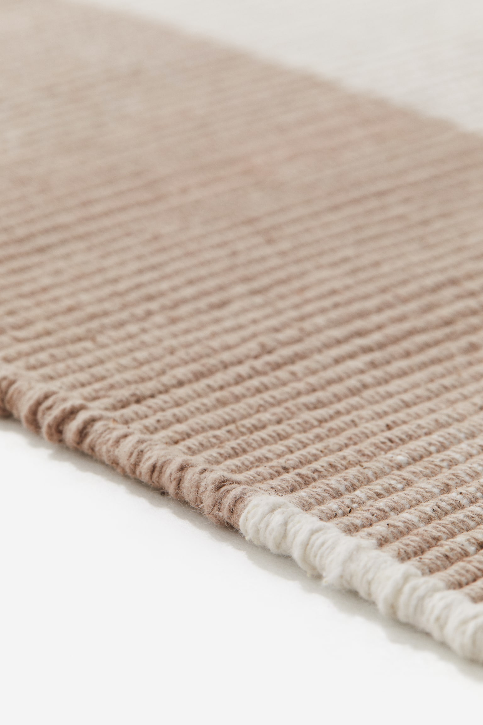 Checked flat weave runner rug - Beige/Checked - 2