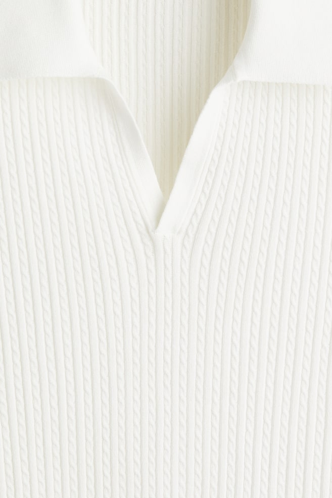 Polo in maglia a trecce Regular Fit - Bianco/Beige - 3