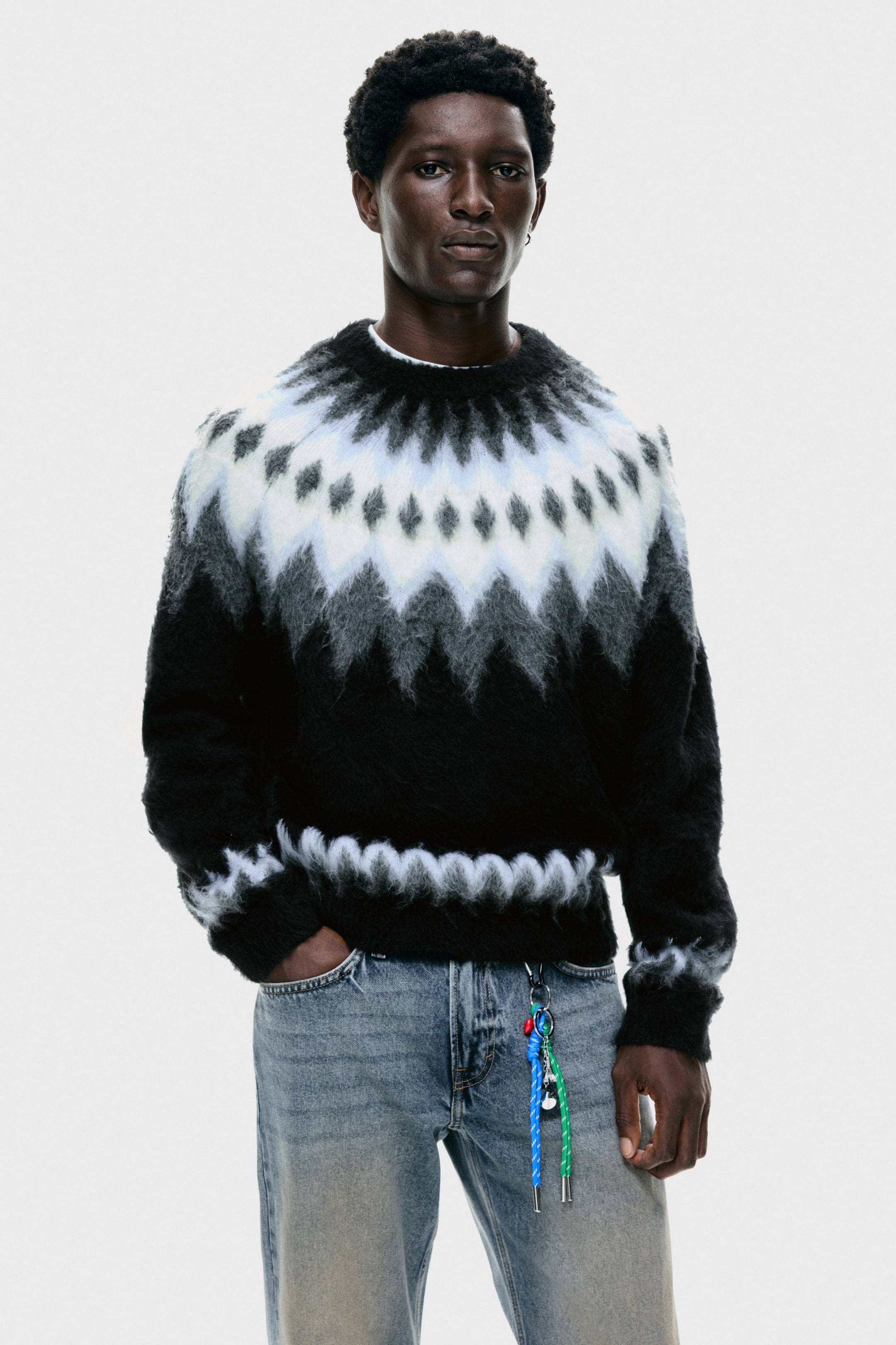 View larger image: Loose Fit Jacquard-knit jumper - Black/Patterned - Men | H&M IN 2