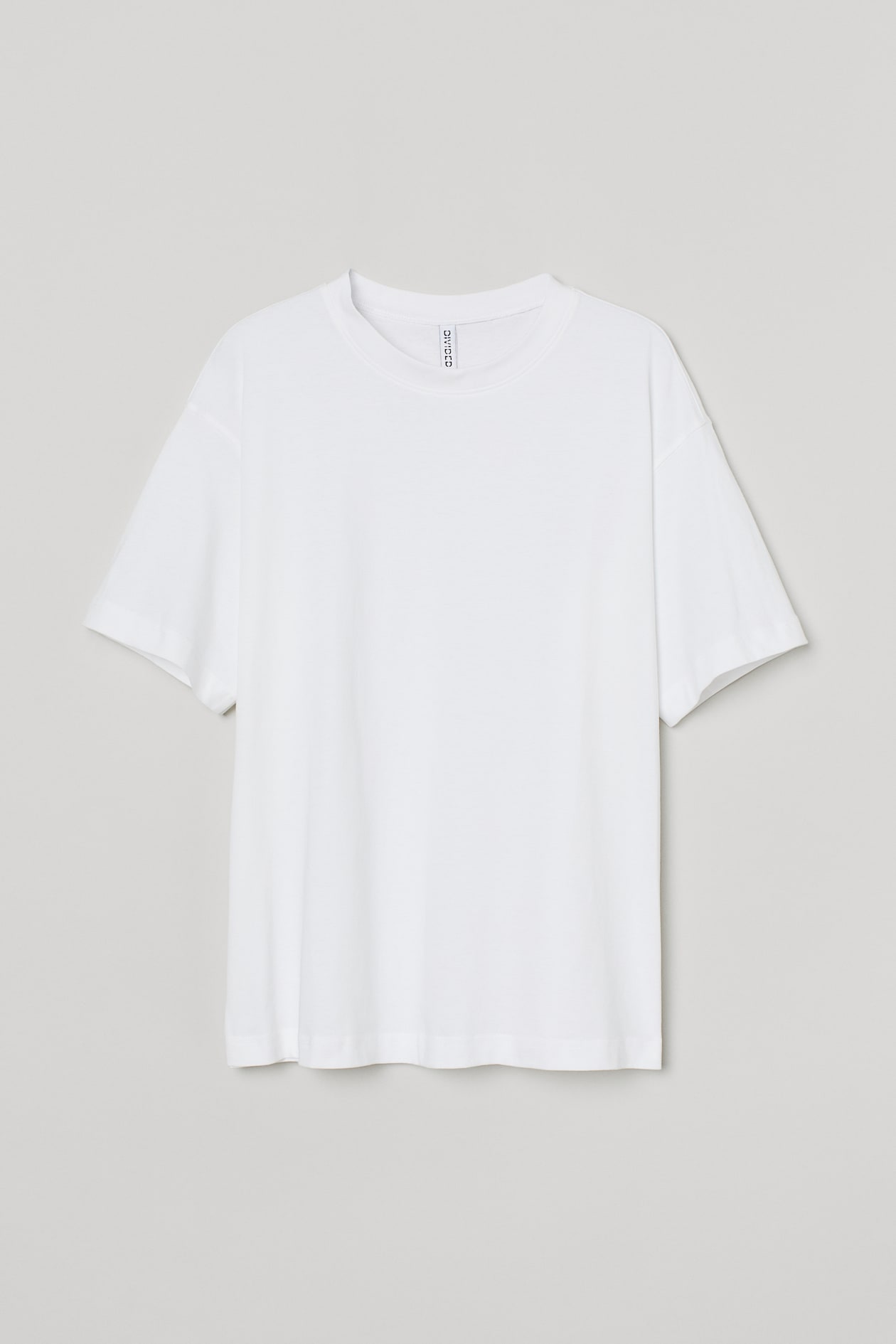 Wide-cut Cotton T-shirt - Round Neck - Short sleeve - White - Ladies ...