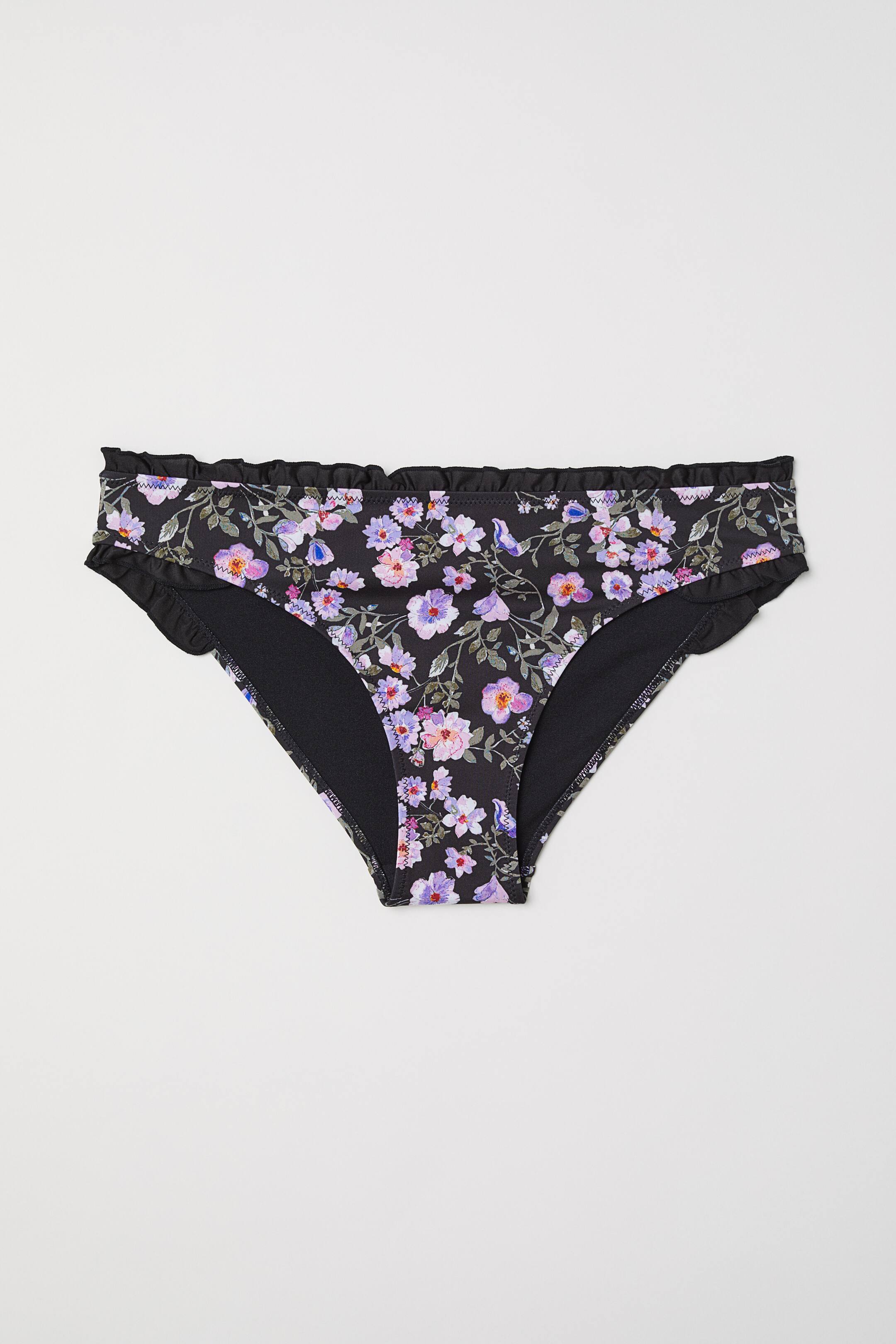 Nagyobb kép megtekintése: Fodros bikinialsó - Fekete/virágos - NŐI | H&M HU 1