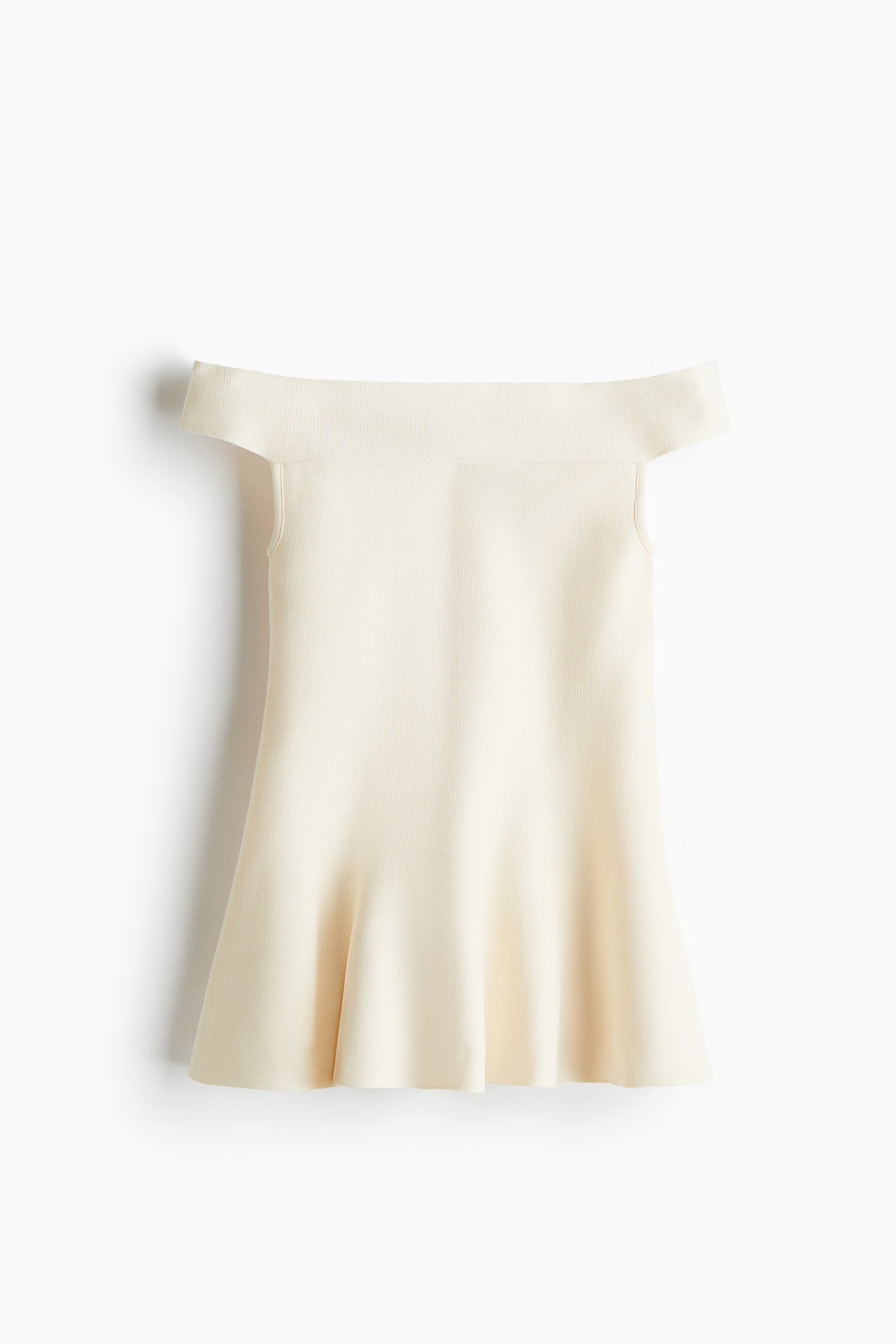 Tričko s odhalenými plecami a volánom naspodku - Krémová/Čierna