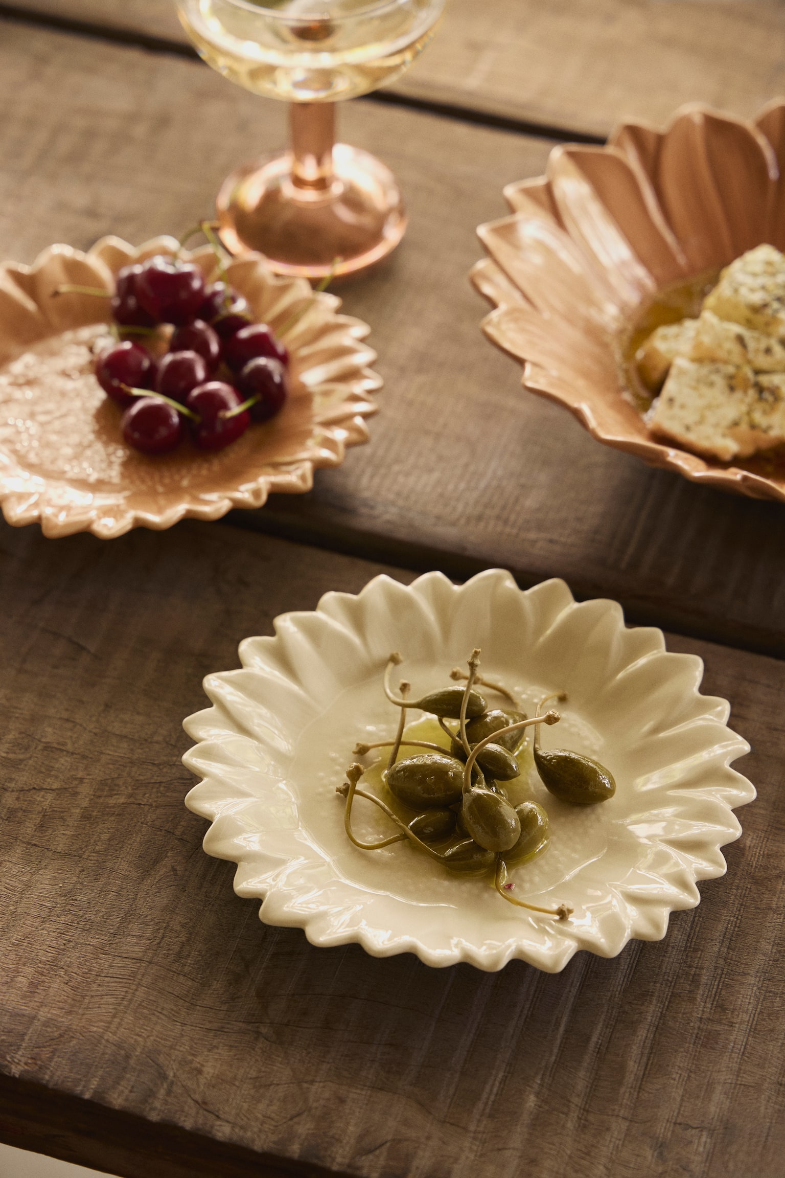 Piatto da dessert a girasole - Beige chiaro/Giallo/Arancione - 4