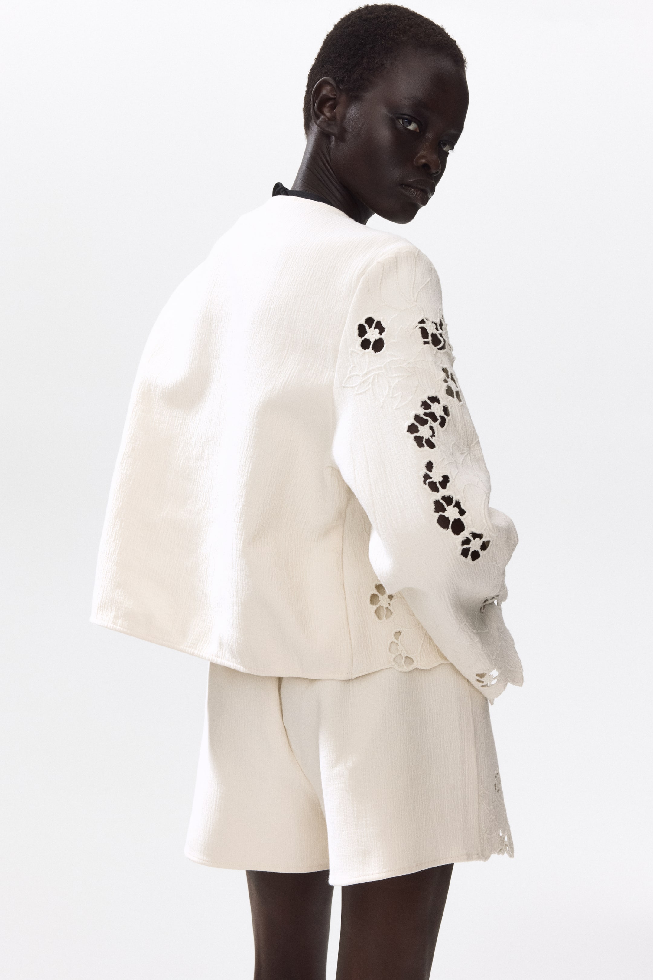 Cotton Shorts with Eyelet Embroidery