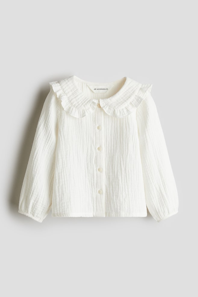 Cotton Muslin Blouse - White/Light pink - 1