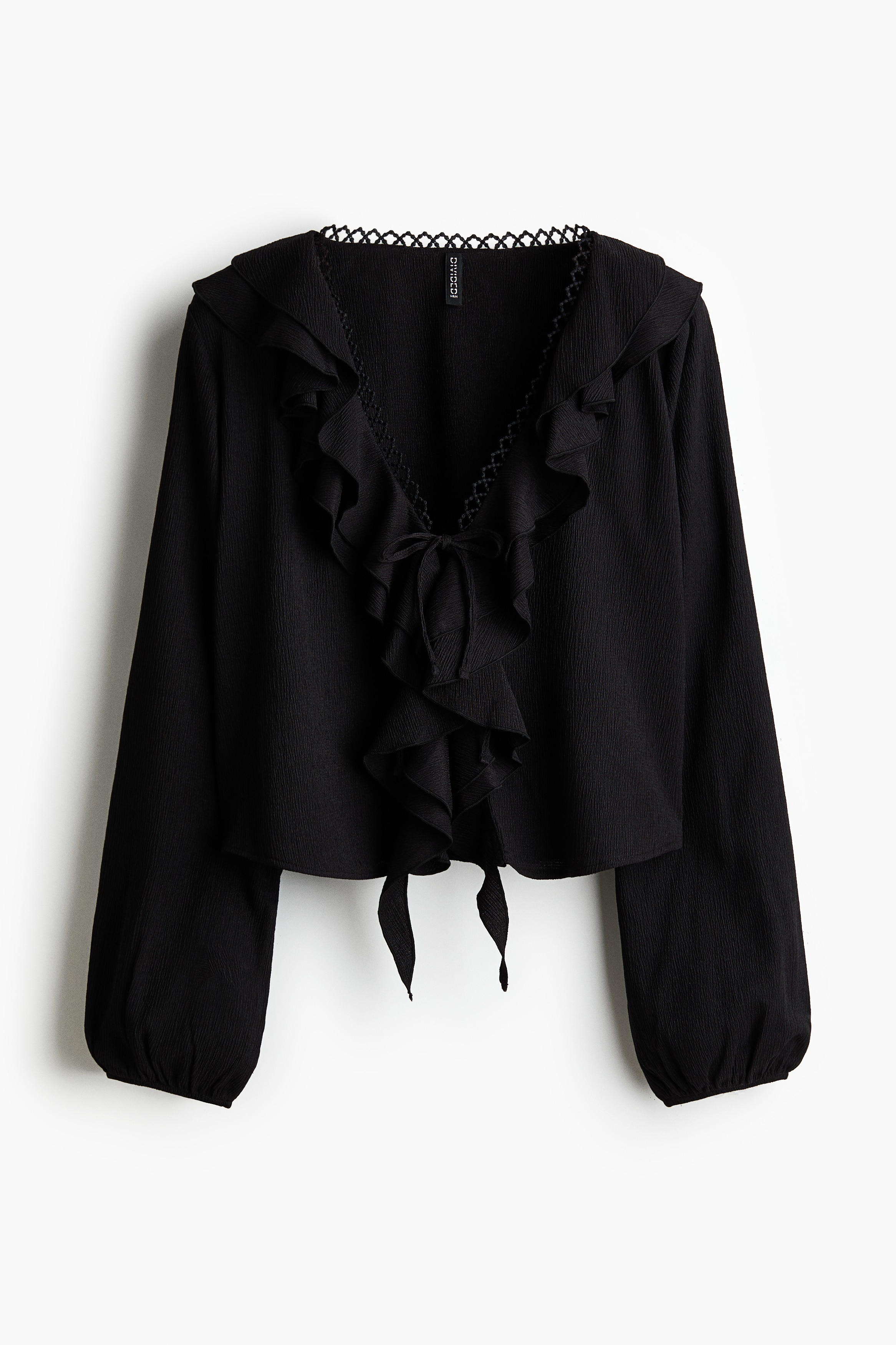 Flounce Trim Blouse - Black/Red/White/Floral/Dusty turquoise