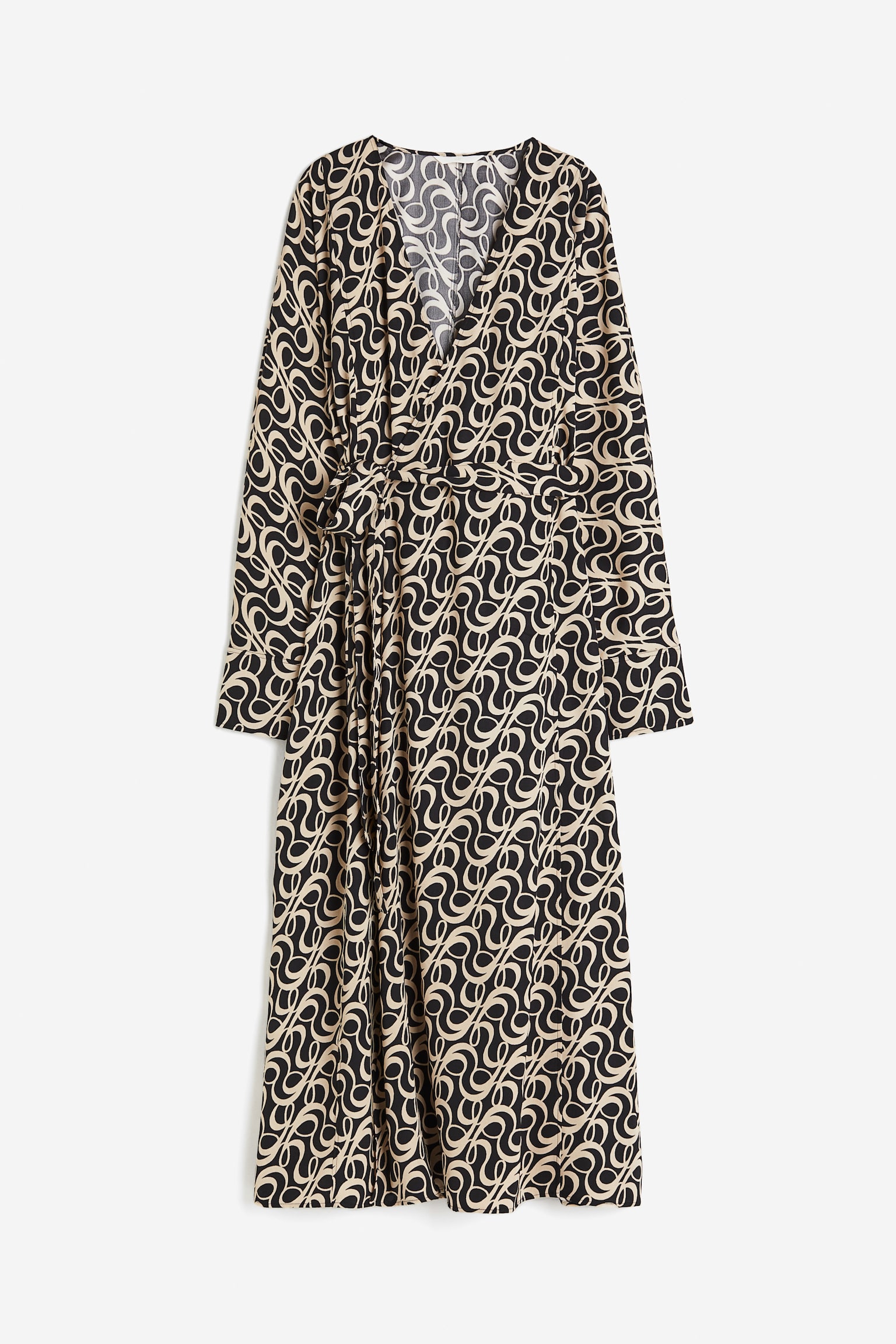 Wrap dress - Black/Beige patterned/Cream/Patterned - 1