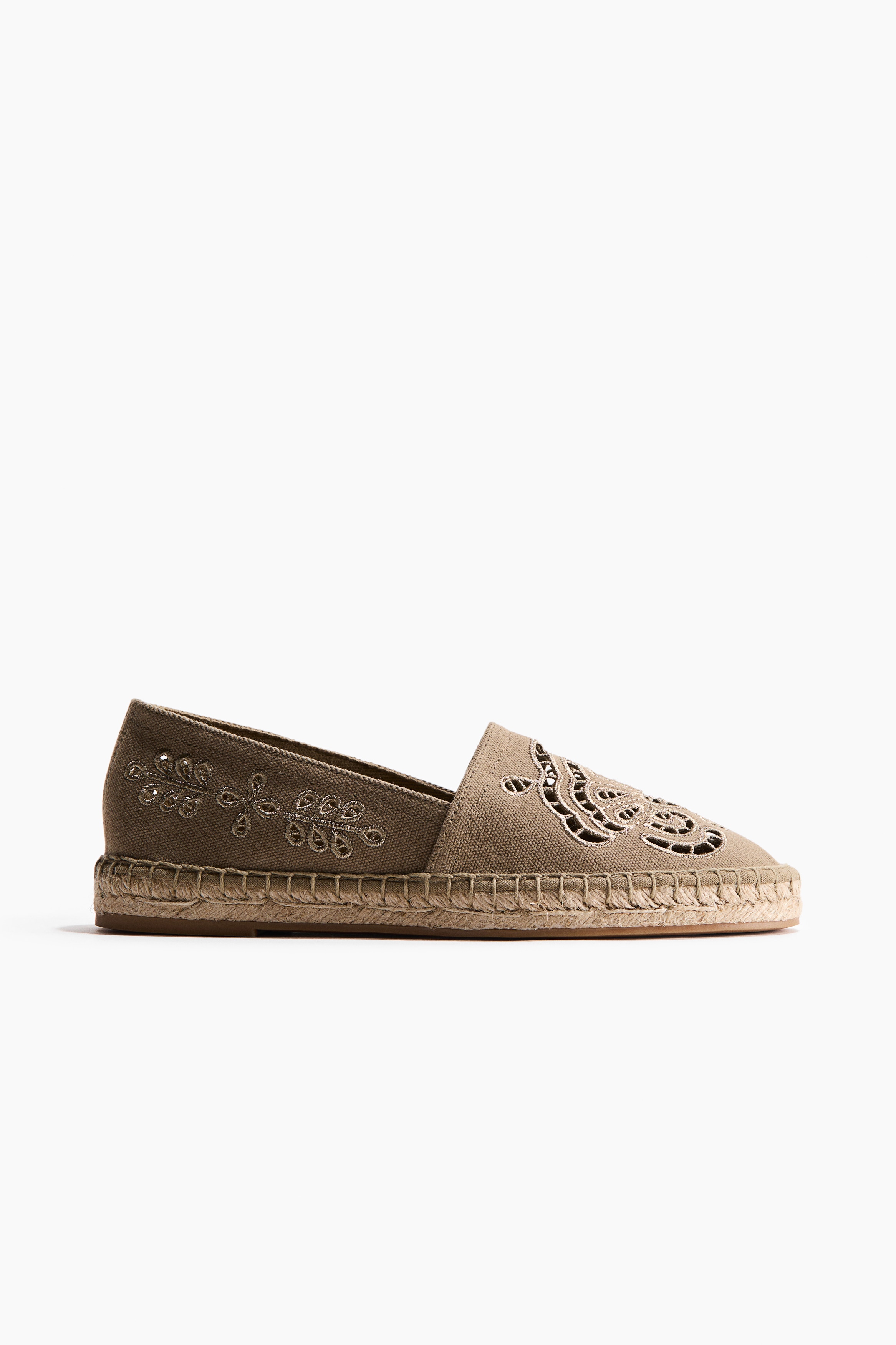 Broderie anglaise espadrilles - Khaki green
