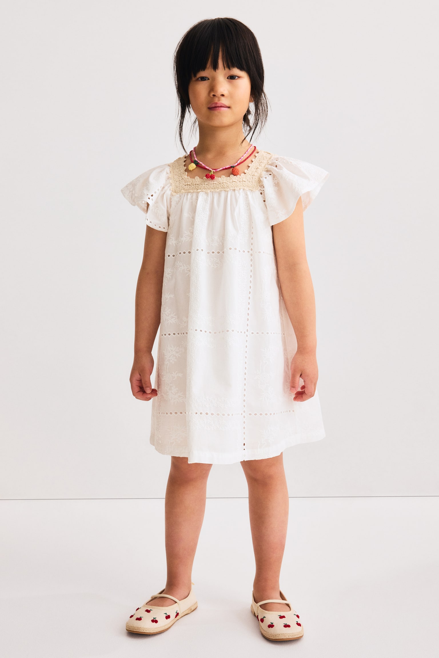 Broderie anglaise dress - White - 1