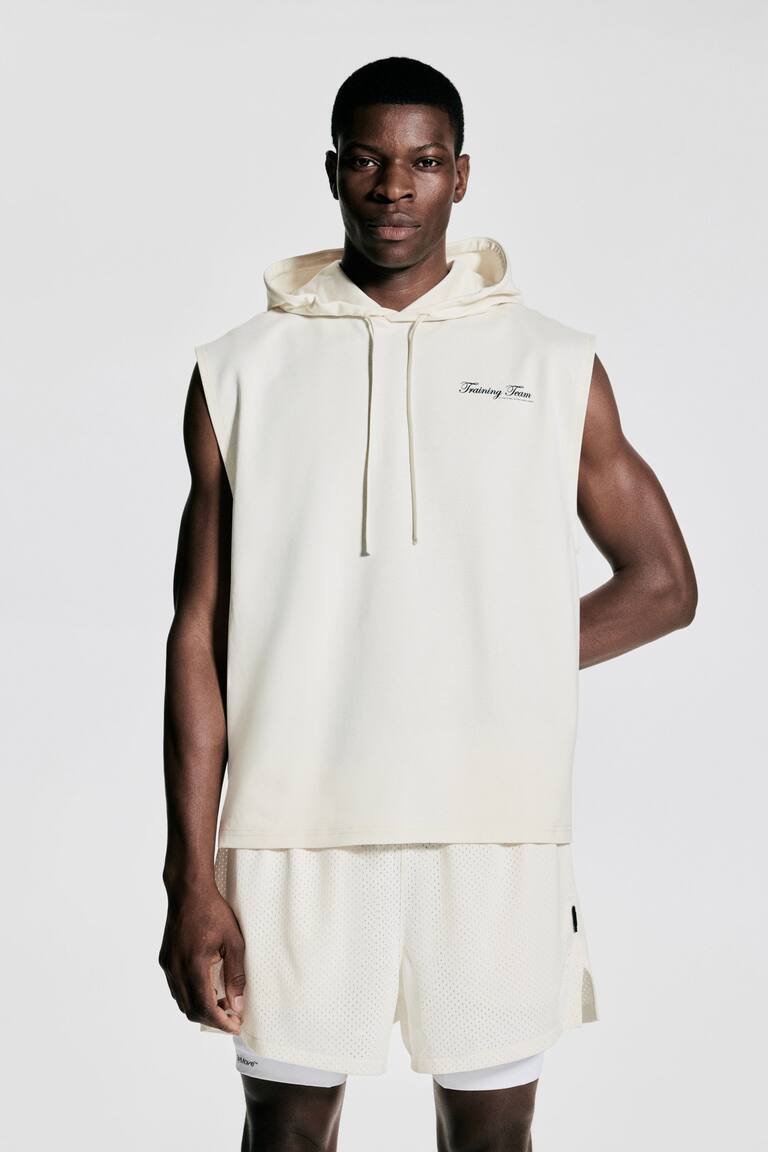 Sleeveless Open Hoodie Sleeveless Kutting Weight Hoodie Open Edge