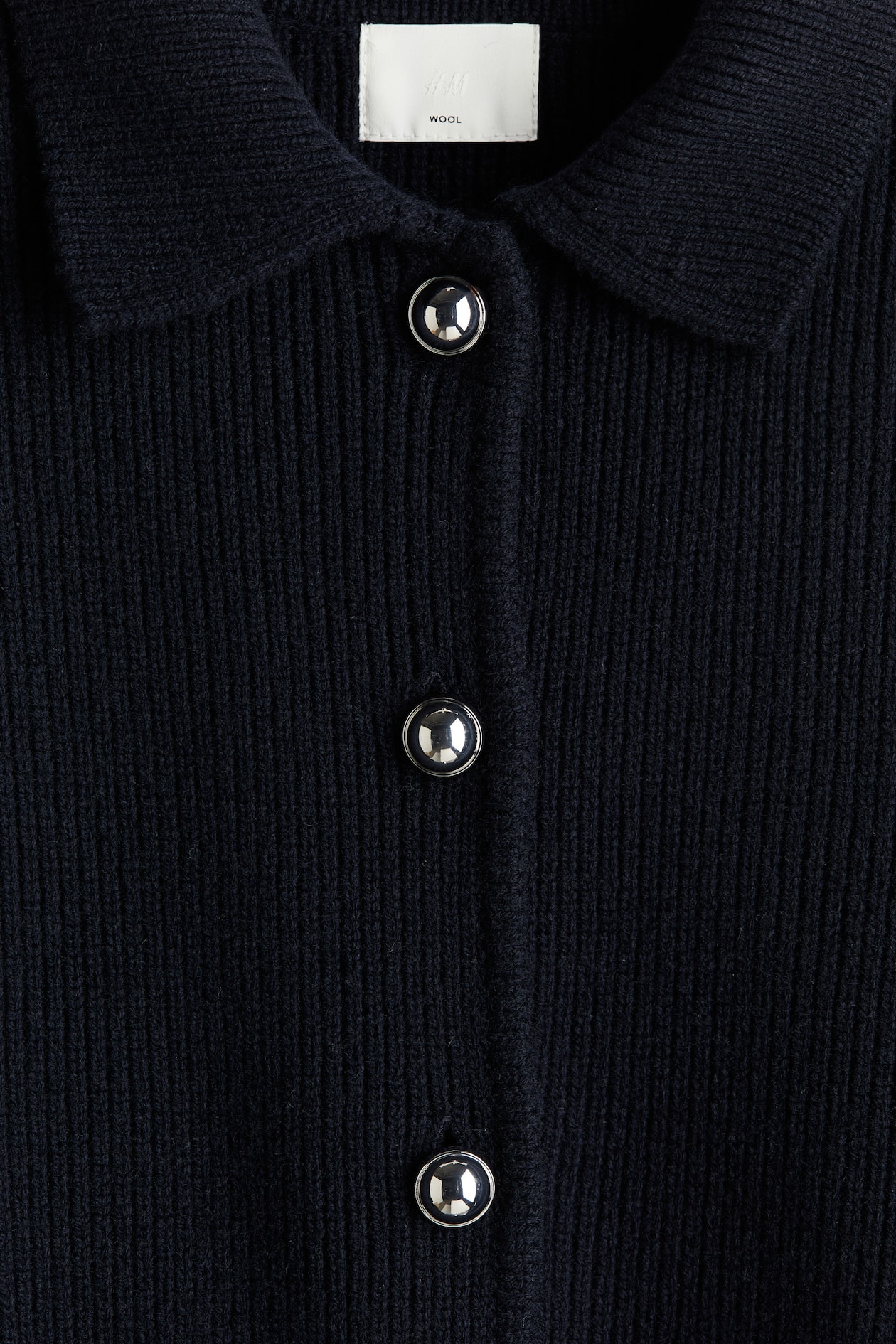 Rib-Knit Wool Cardigan - image 2