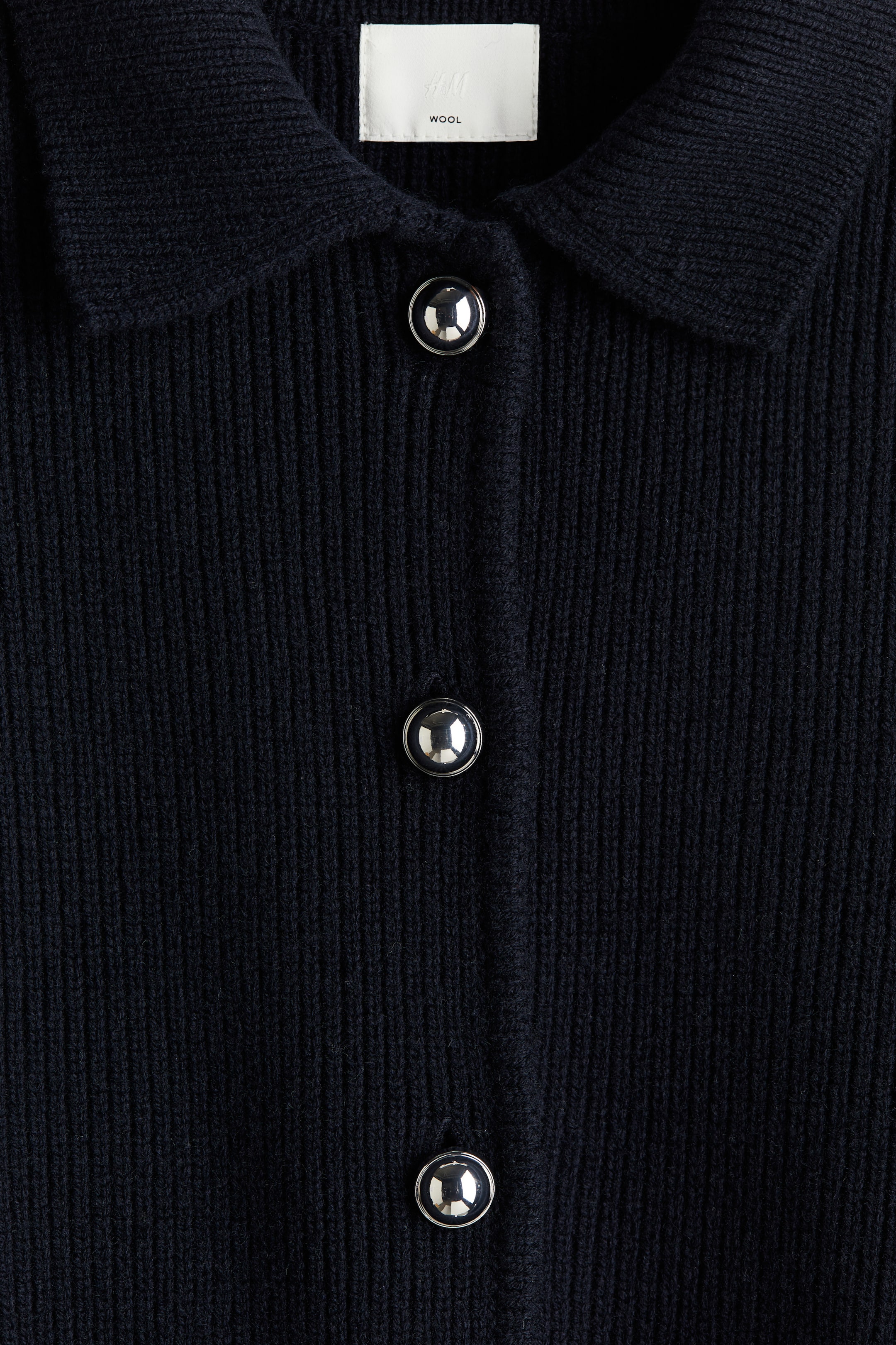 Rib-Knit Wool Cardigan