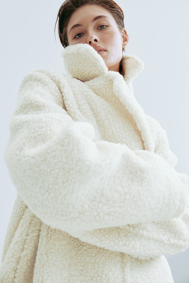 Manteau en tissu peluche - Blanc/Beige foncé - 5