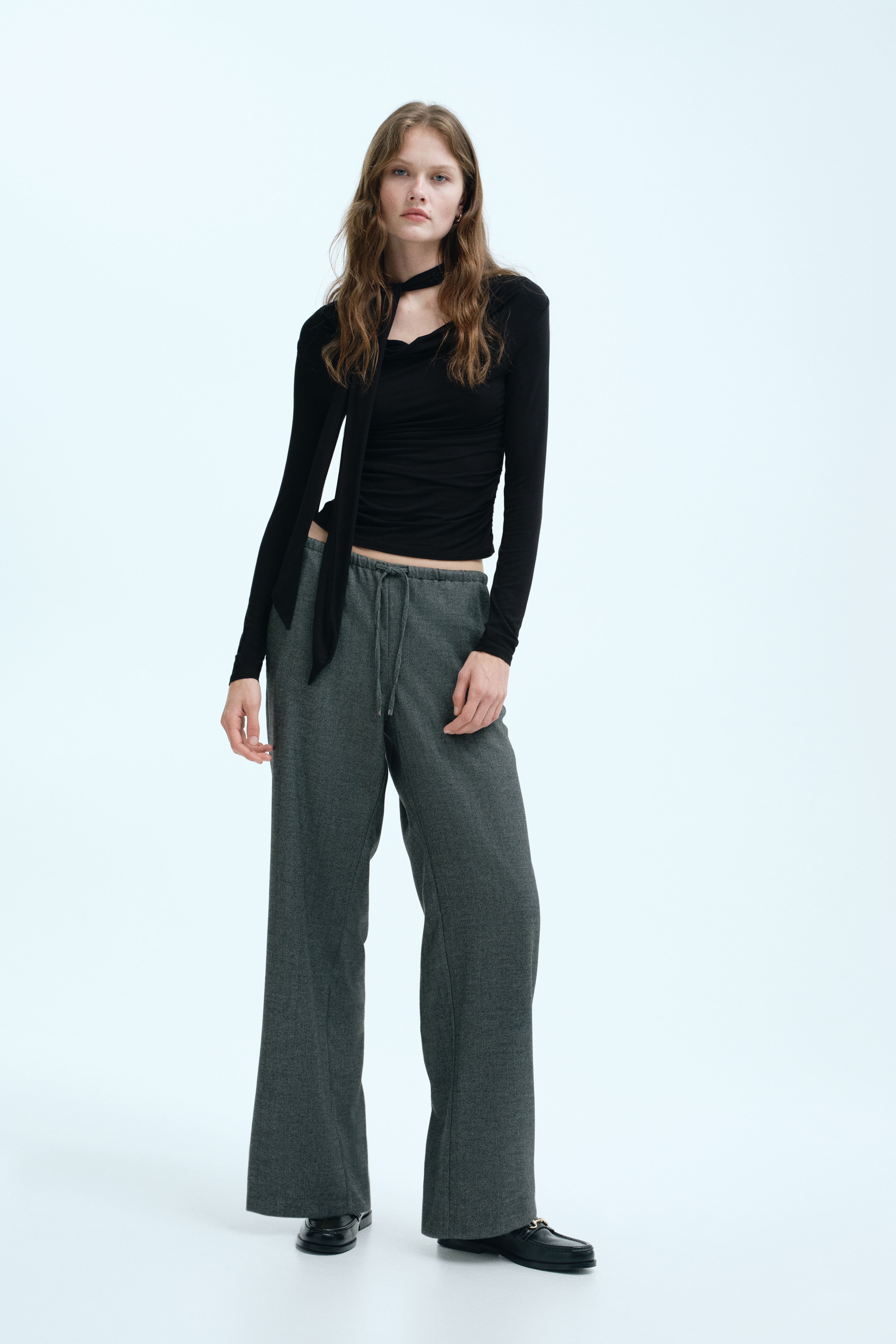 Draped Scarf-Detail Top