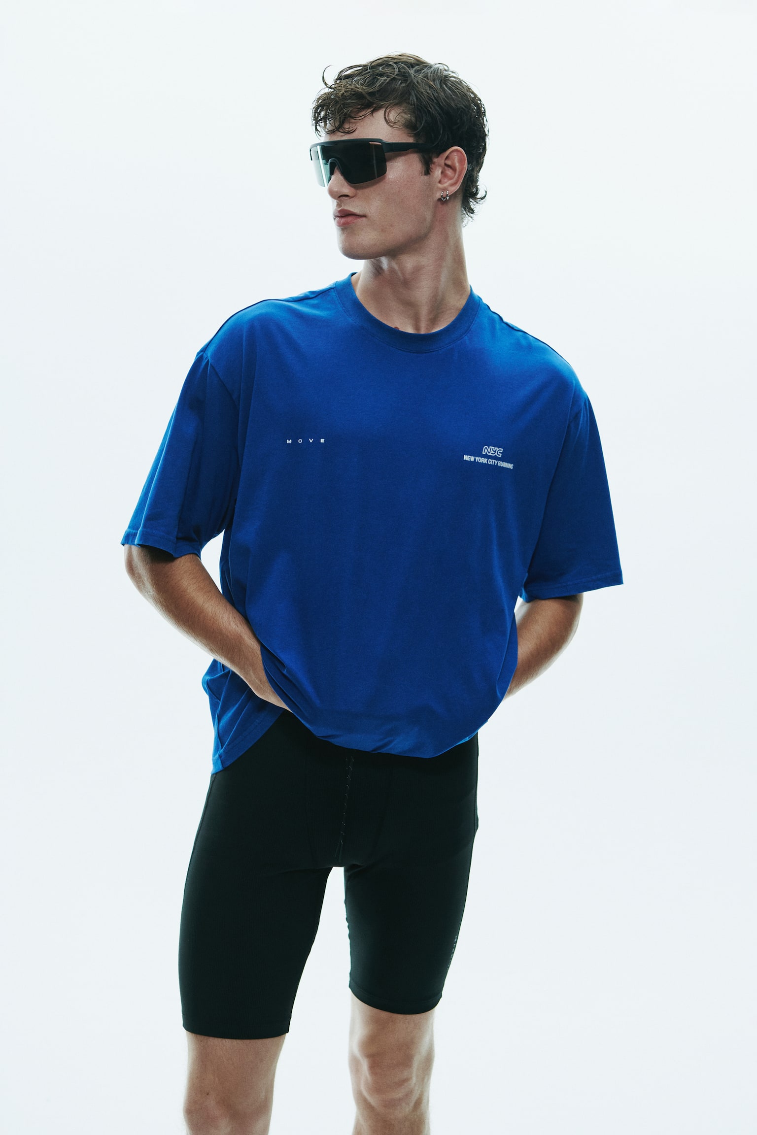 Мужская футболка H&M Move Boxy Sports with DryMove™, цвет: Синий — фото 3
