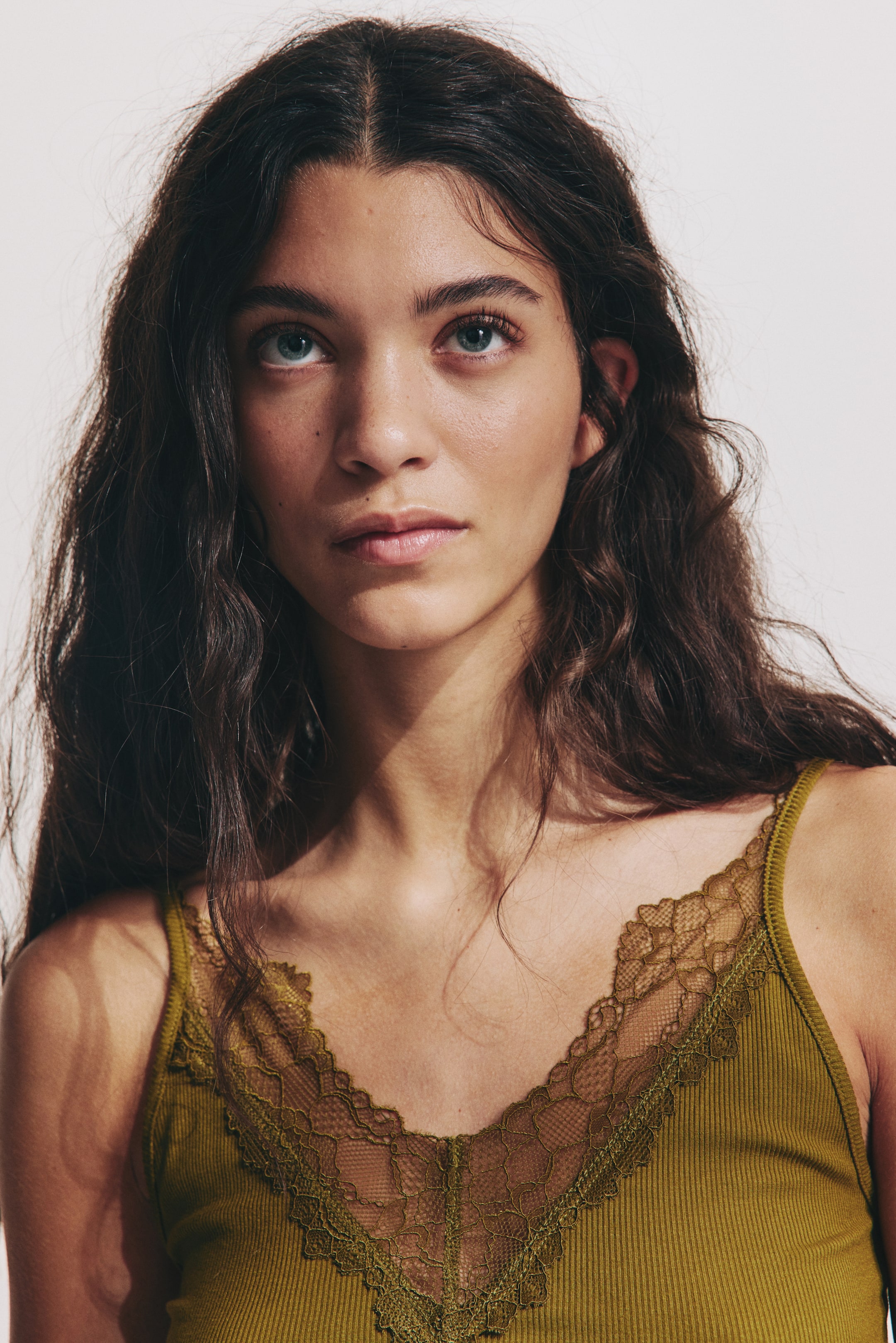 View larger image: Lace-Trimmed Camisole Top - Golden olive - Ladies | H&M US 3