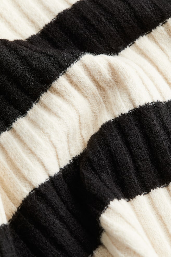 Rib-knit polo-neck jumper - Black/Cream striped/Grey marl/Light beige/Sage green - 7