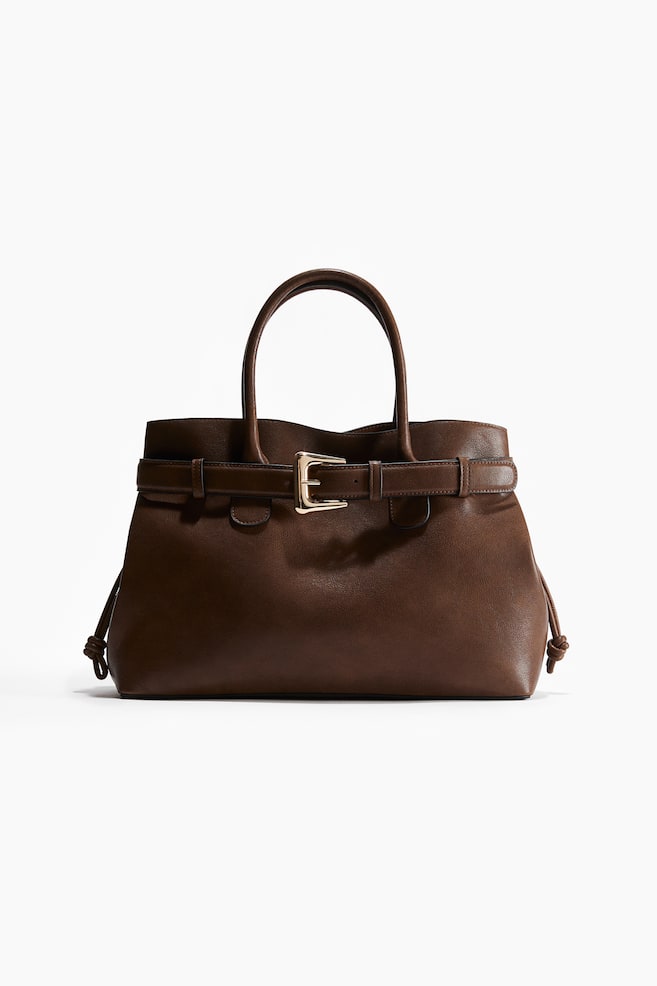 Belt-detail tote bag - Dark brown - 1