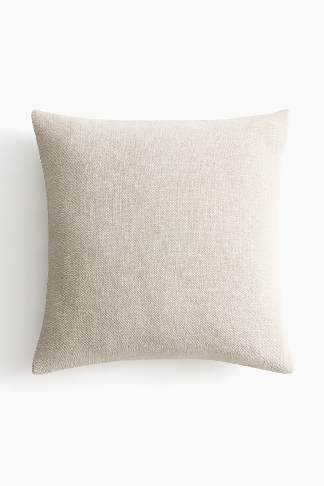Linen-blend cushion cover - Light dusty beige/Natural white - 1