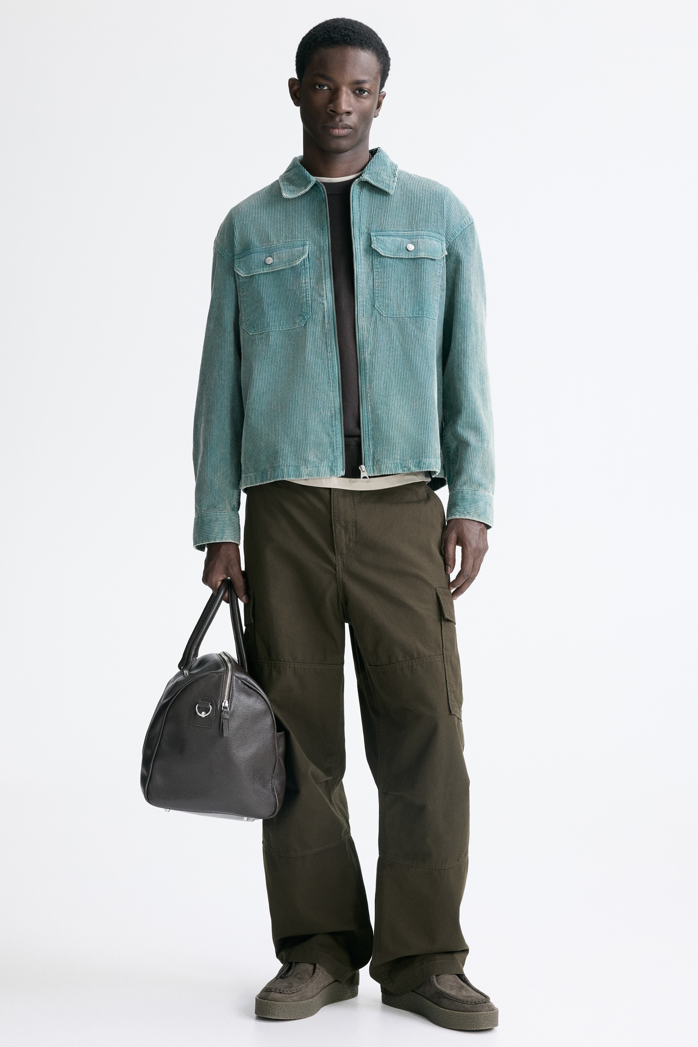 Pantaloni cargo Relaxed Fit in cotone - Verde kaki scuro/Beige chiaro/Nero/Verde kaki