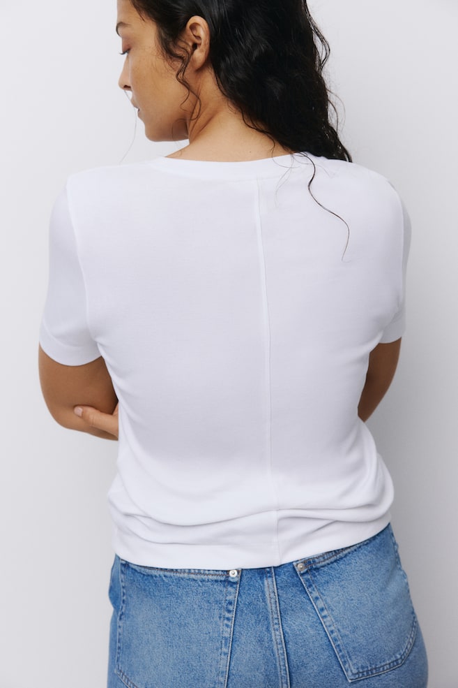 Cotton T-Shirt-White - 4