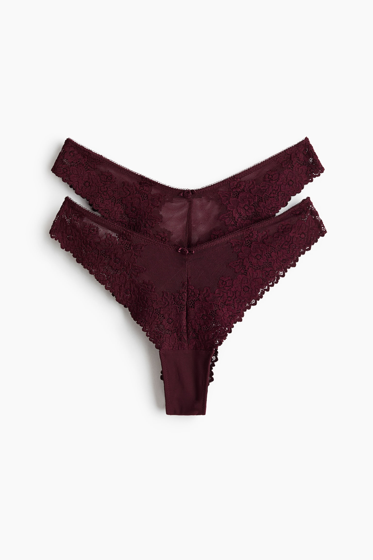 2-pack lace Brazilian briefs - Burgundy/Black/Cream/Burgundy/Cream/Brown/Powder pink/Cream/Light beige/White/Dark blue/White/Light pink/Cream - 1