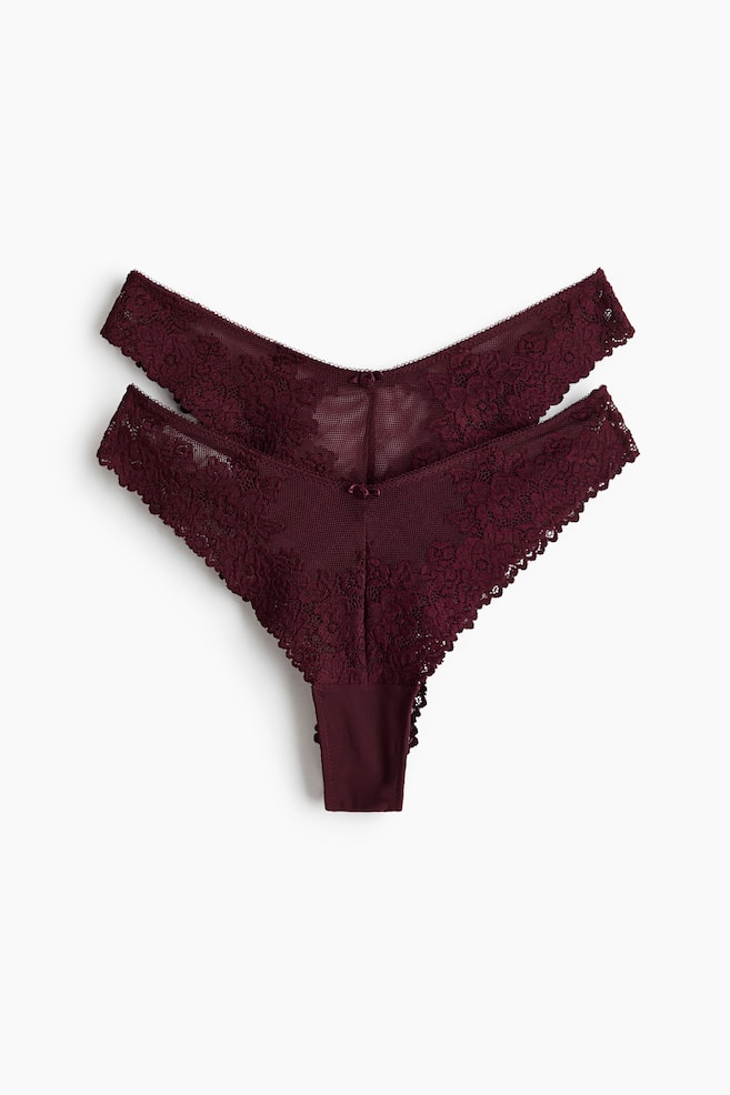 2-pack Panties Brazilian de encaje - Borgoña/Negro/Crema/Azul oscuro/Blanco/Borgoña/Crema/Café oscuro/Rosa antiguo/Café claro/Crema/Beige claro/Blanco/Rosa palo/Crema - 1