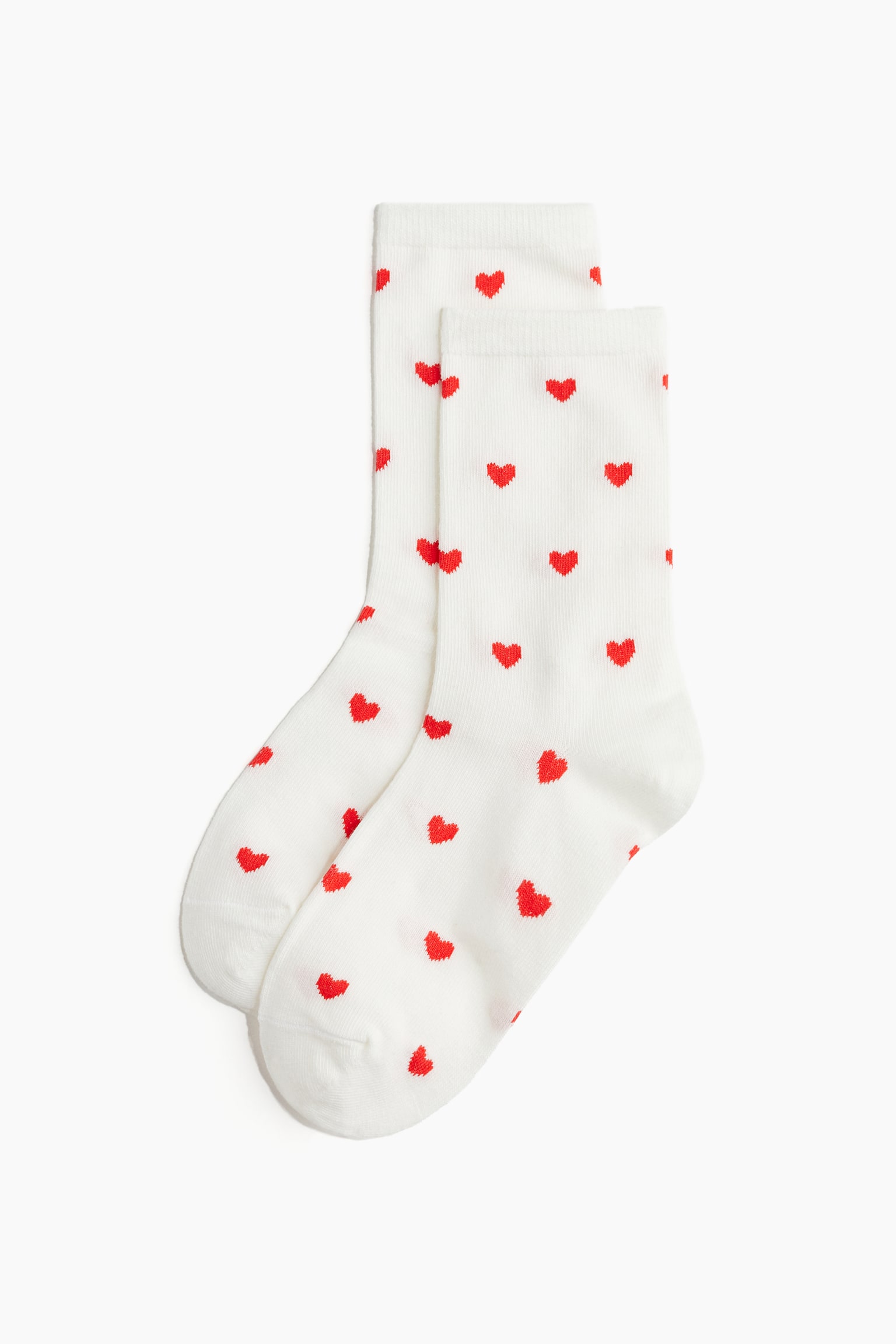 5-pack rib-knit socks - White/Hearts/White/Pointelle - 3