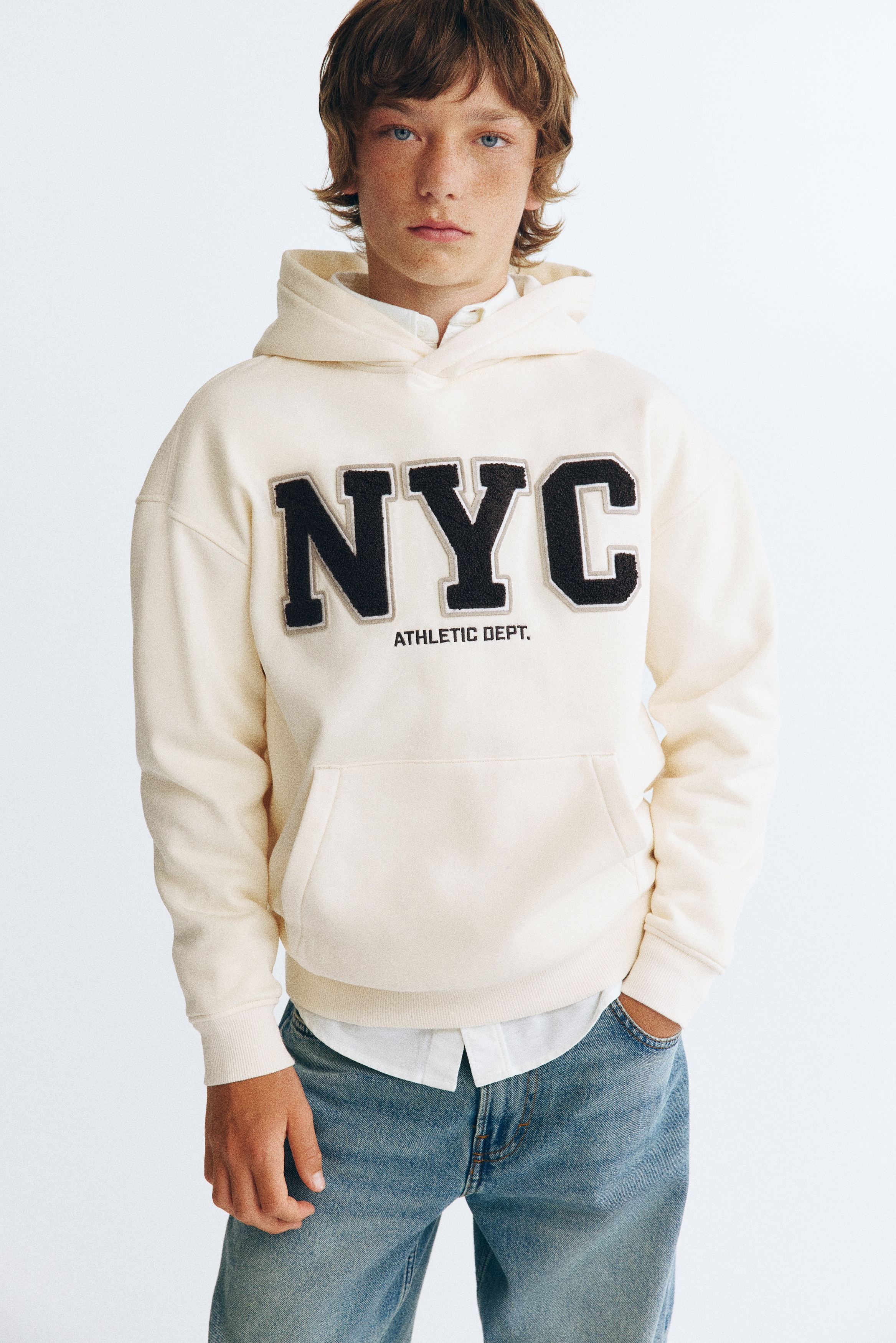 Printed Brushed-Inside Hoodie - Cream/NYC/Dark gray/tie-dye/Black/Sports Division